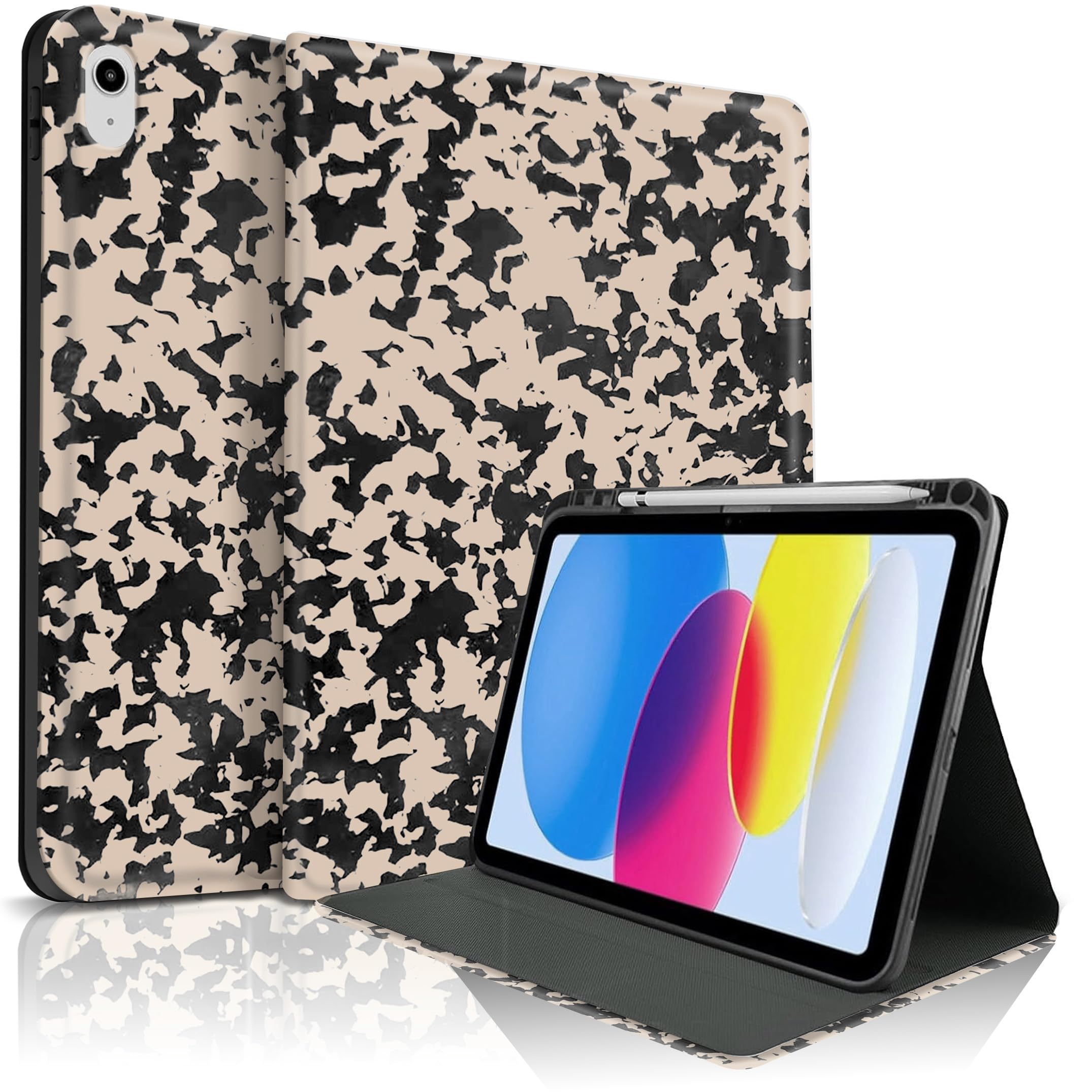 TopPerfekt Case for iPad 11th (A16) 11-inch 2025/10th Generation 10.9-inch 2022,Cool Tortoiseshell Print Trendy Design Stand Fol