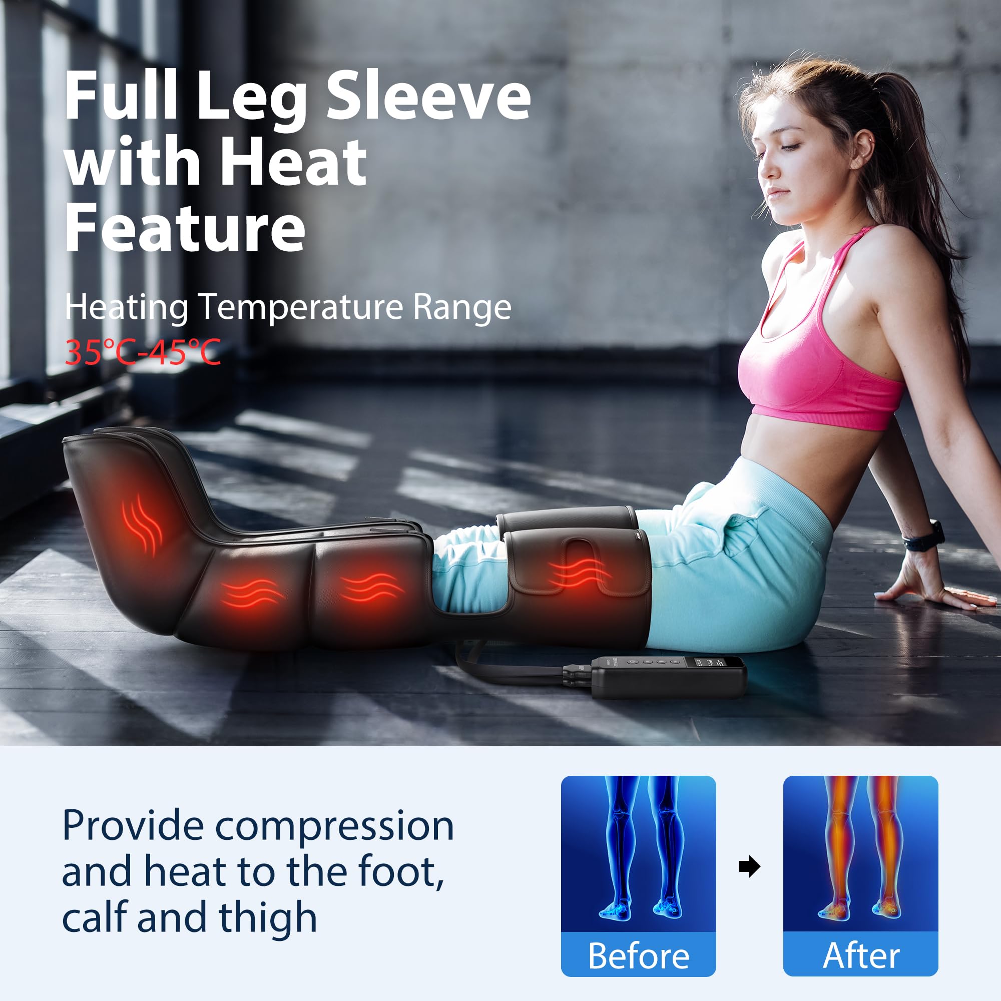 Cincom Leg Massager   Upgraded Foot Calf Thigh Massager With Heat And Compression For Circulation And Pain Relief(Fsa Or Hsa Eli