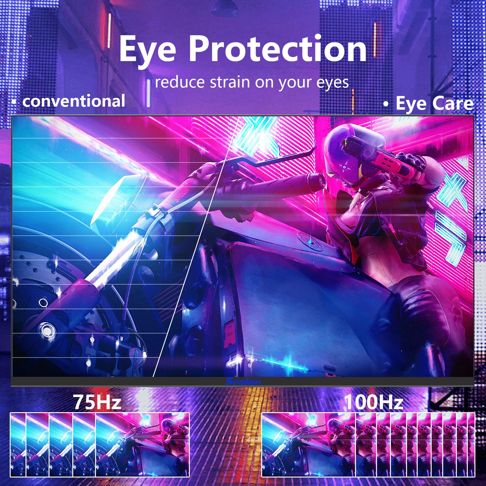 Sealan 27 Inch Gaming Monitor Ips 100Hz Computer Monitor Built-In Speakers Full Hd 1920 X 1080P With Hdmi Vga Interface Eye Care