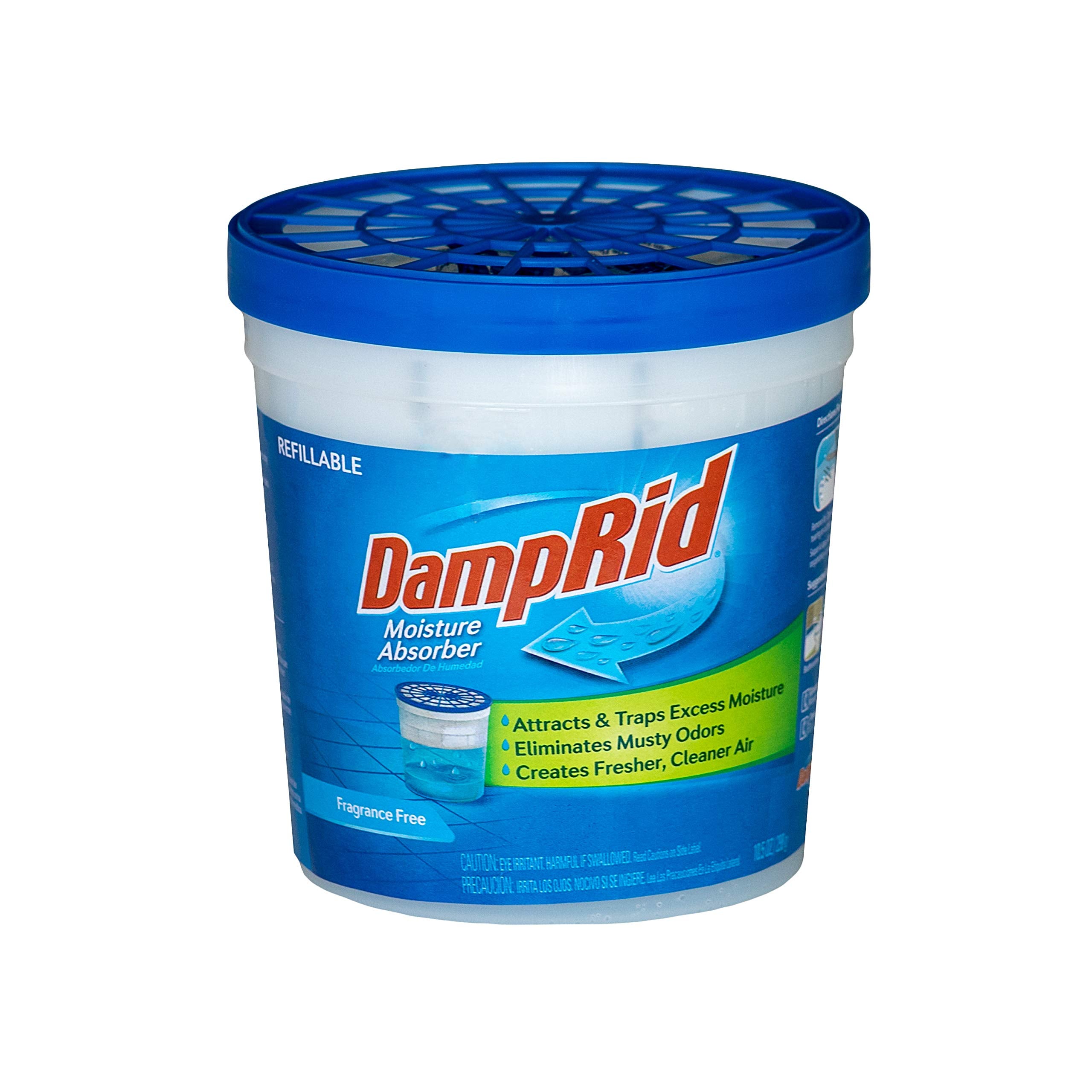 Damprid Refillable Moisture Absorber, 10.5 Oz. Cups, 4 Pack, Fragrance Free, Traps Moisture For Fresher, Cleaner Air, No Electri