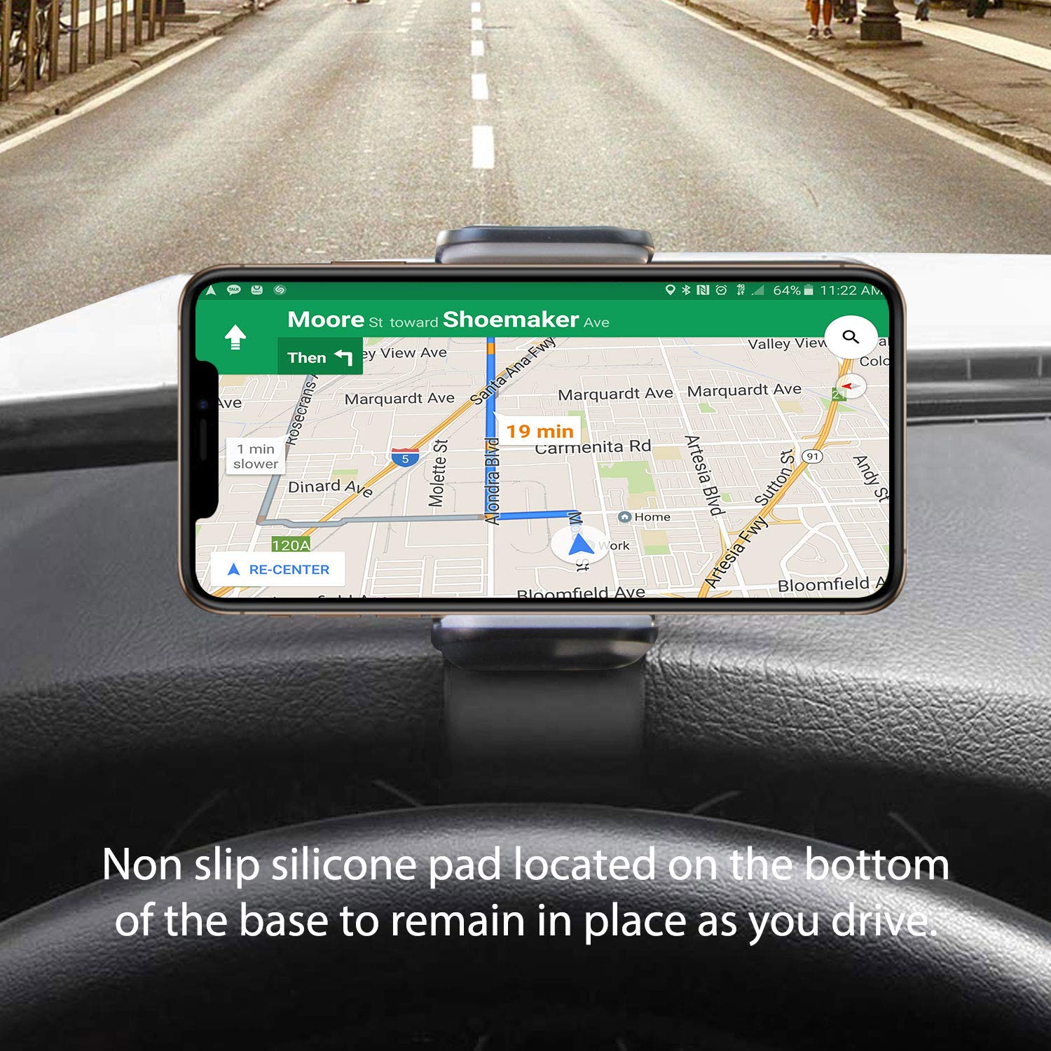 Phone Holder For Car, Dashboard Cell Phone Holder   Clip On Dashboard Car Cradle Compatible For Iphones, Samsung Galaxy Smartpho