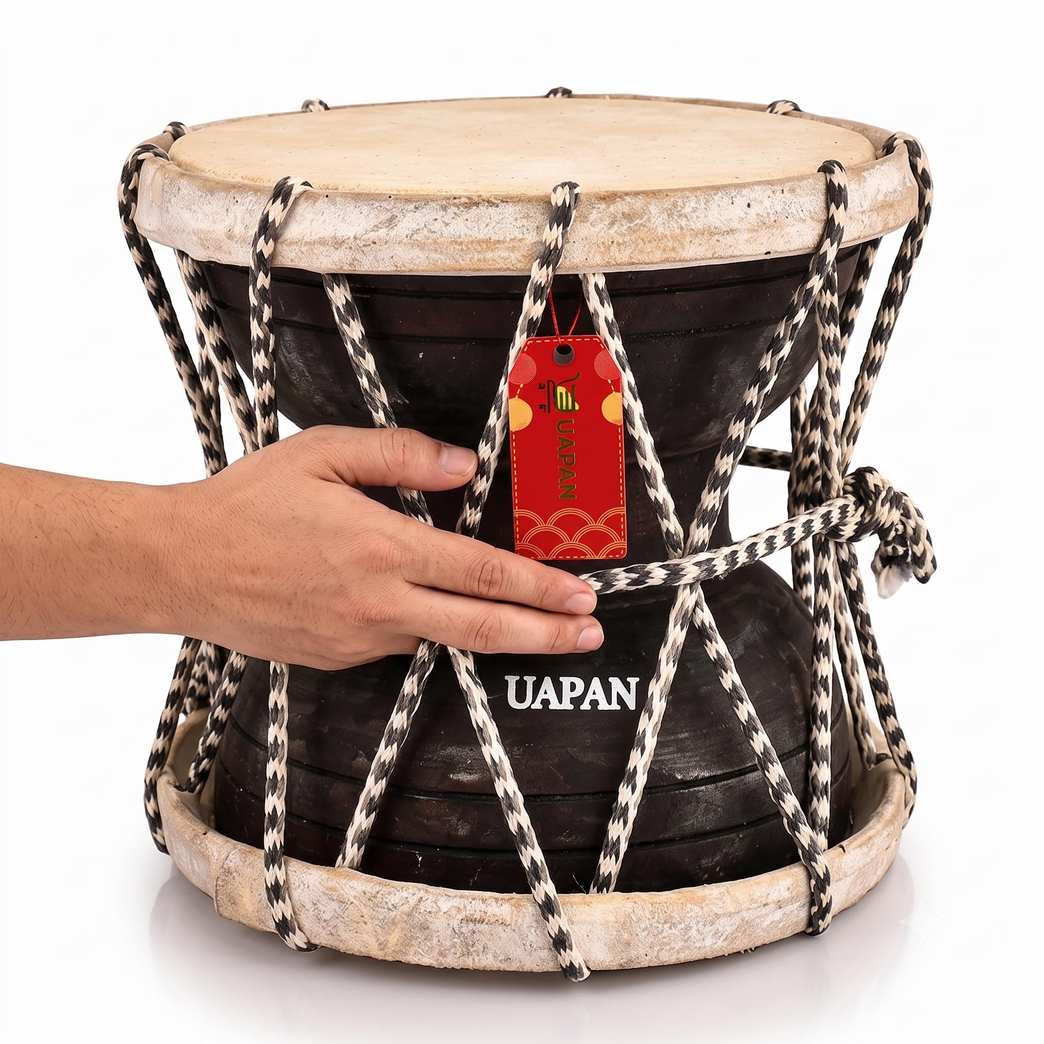 Uapan Damru Indian Musical Instrument/Pooja Articles/Home Decor For Shivatri Puja (8 Inch, Brown)