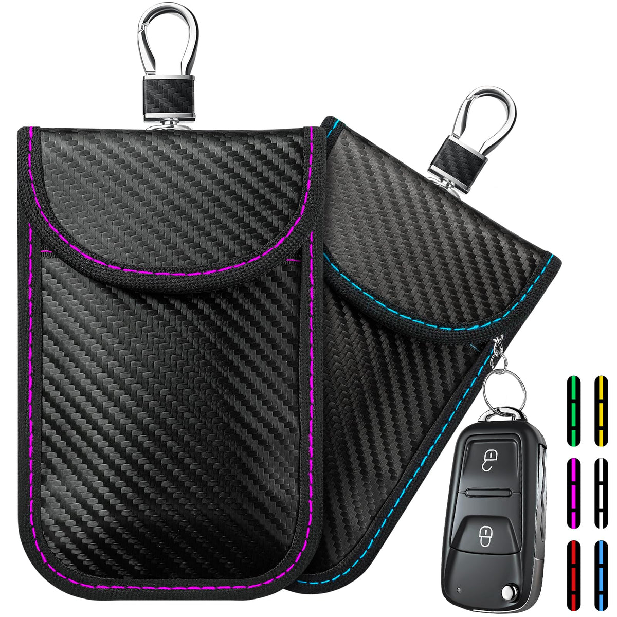 Coorattyes 2024 Faraday Bag Key Protector, 2 Pack Signal Blocking Rfid Key Fob Protector Pouch, Anti Theft Car Security Cage
