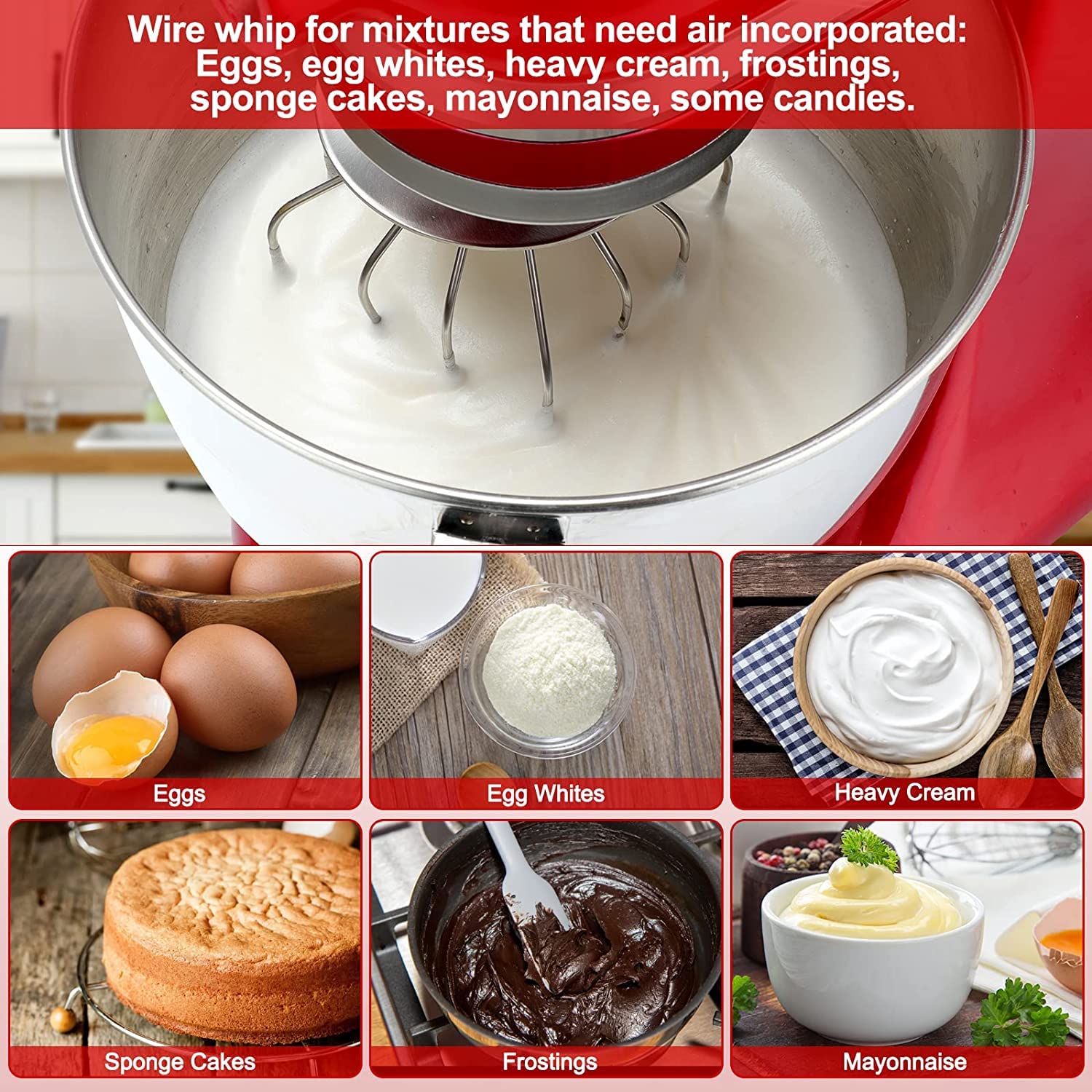 K5Aww Wire Whip Attachment For Kitchenaid 6 Quart Bowl Lift Stand Mixers, 6 Wire Whip Replacement For Kitchenaid 6Qt Bowl Lift M