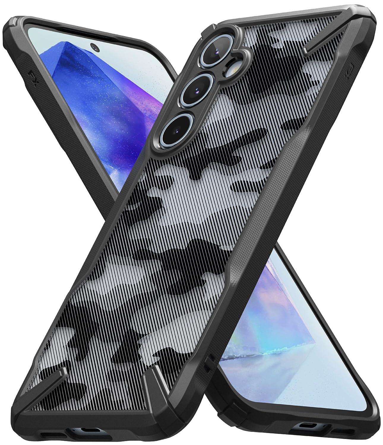 Ringke Fusion-X [Precise Cutouts for Camera Lenses] Compatible with Samsung Galaxy A55 Case, Augmented Bumper Military Design Ha
