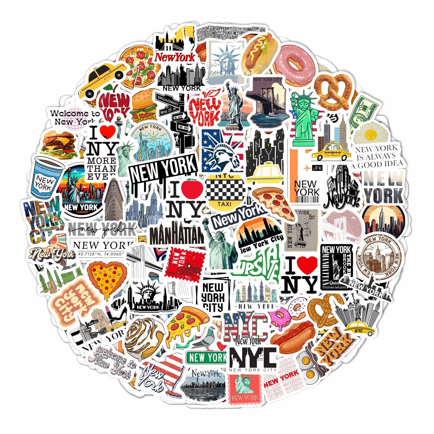 100Pcs New York Stickers For Water Bottle And Laptop   New York Party Favors & Decorations, Waterproof Vinyl Decals, City And La