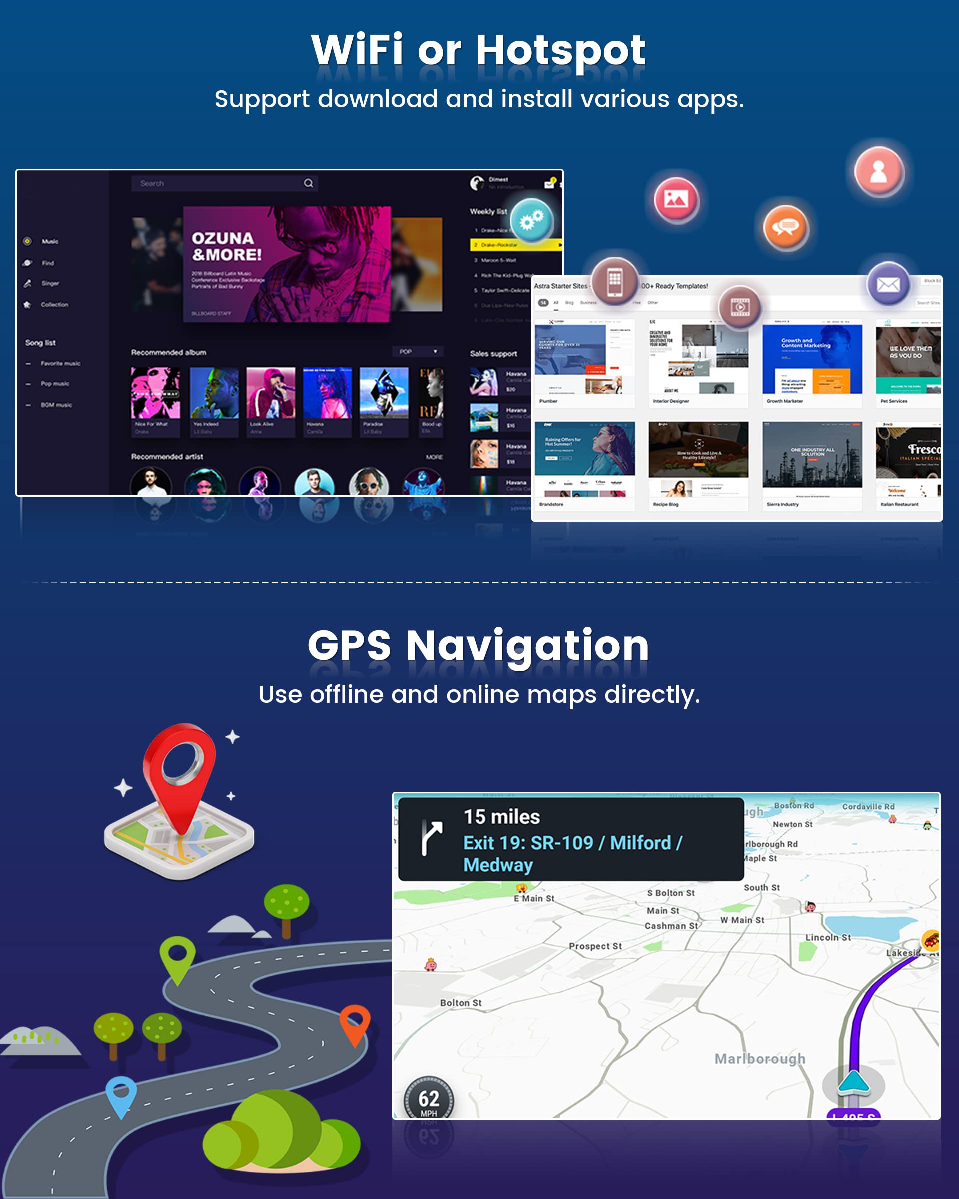 Roinvou 2+32G Android Carplay Stereo For 2007 2012 Toyota Yaris Vios, 9'' Touch Screen In Dash Gps Navigation With Built In Wire