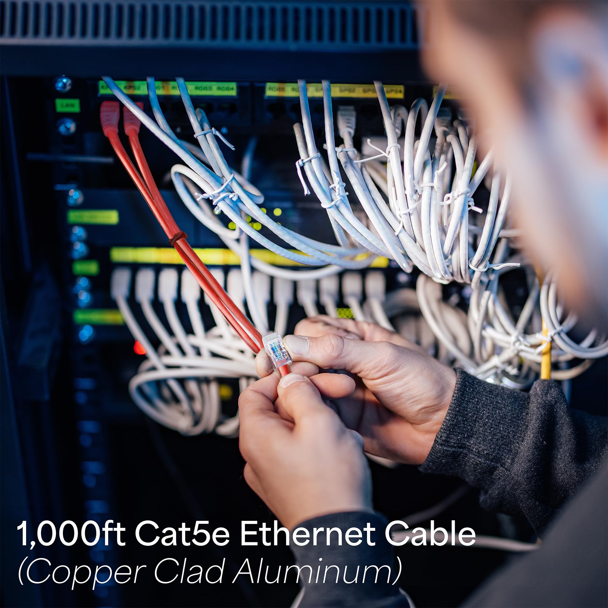 VIVO Red 1,000ft Bulk Cat5e, CCA Ethernet Cable, 24 AWG, UTP Pull Box, Cat 5e Wire, Indoor, Network Installations CABLE V001R