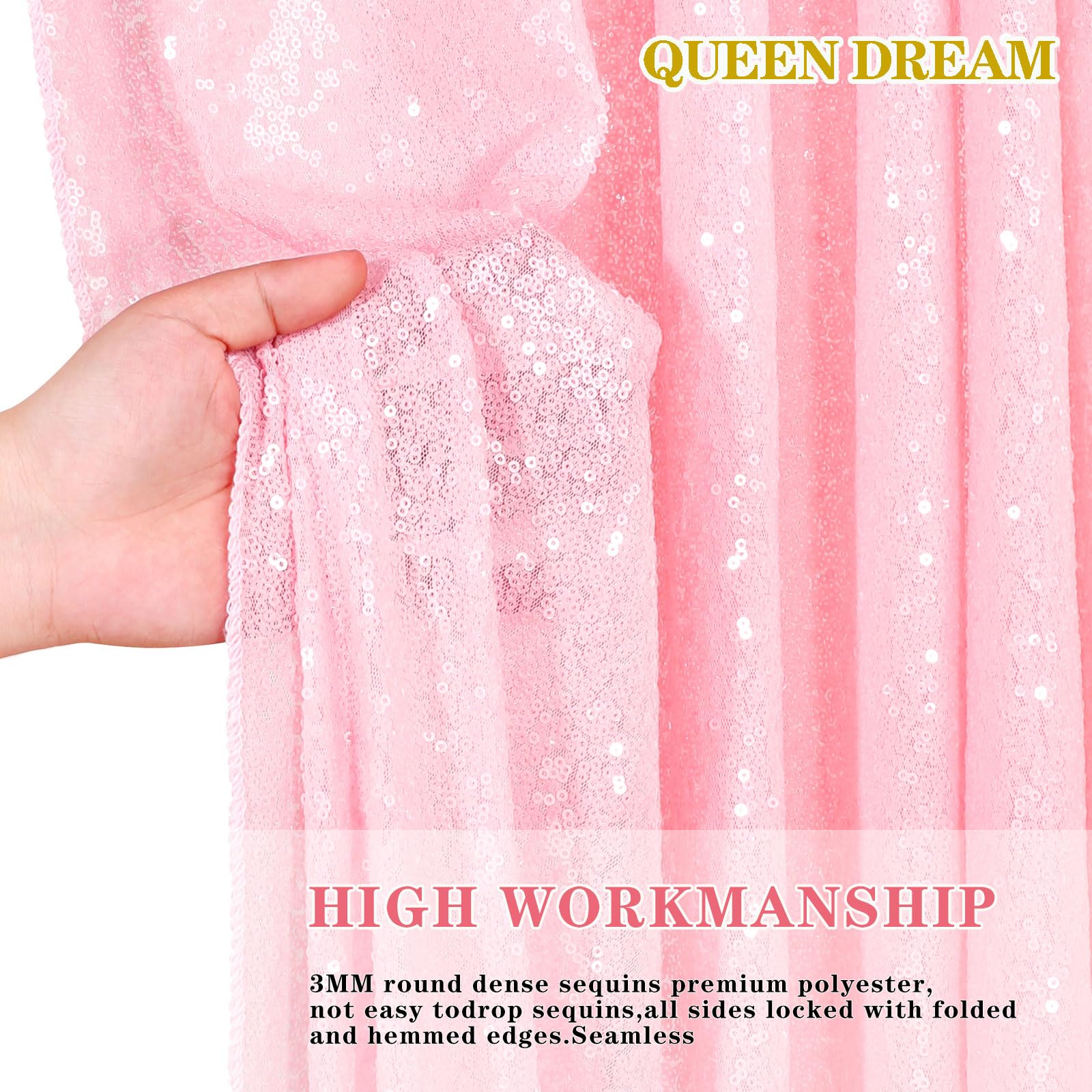 Pink Backdrop For Wedding Party   6X8Ft Sequin Backdrop Curtains For Girls And Boy Birthday Theme Brildal Shower Decor(3 Panels