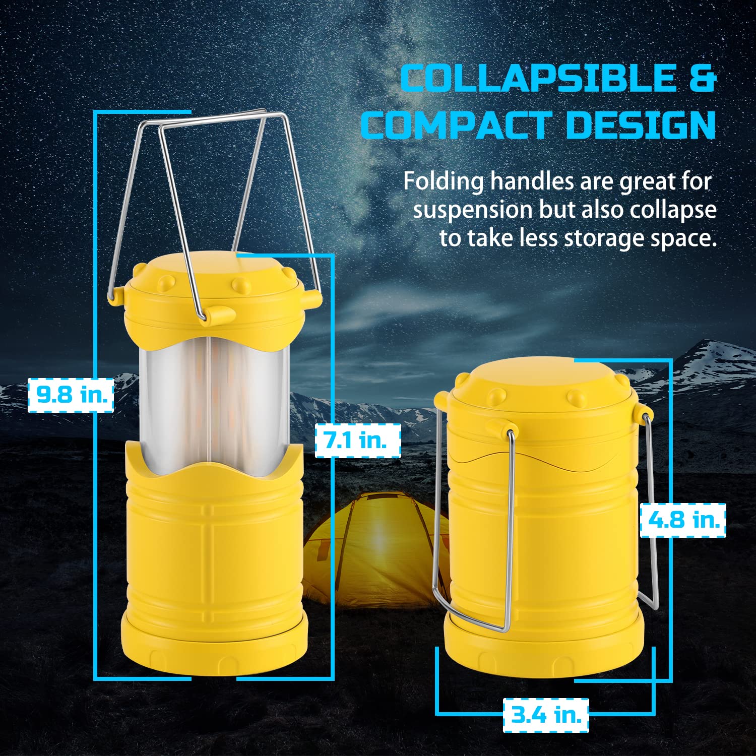 Lichamp 4 Pack Led Camping Lanterns Flame Lights, Collapsible Flameless Candles Tea Lights Portable Battery Powered Camping Ligh