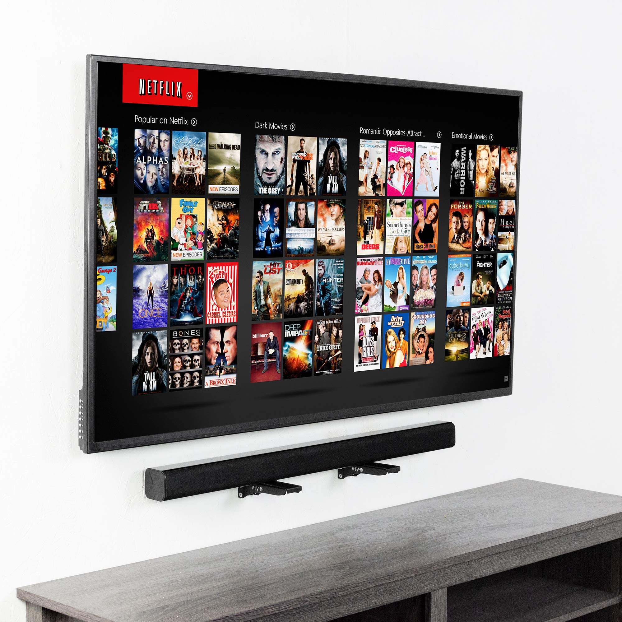 Vivo Steel Universal Dual Soundbar Wall Mount L Brackets, Adjustable Extending Speaker Arm Holders, Black, Mount Spsb4