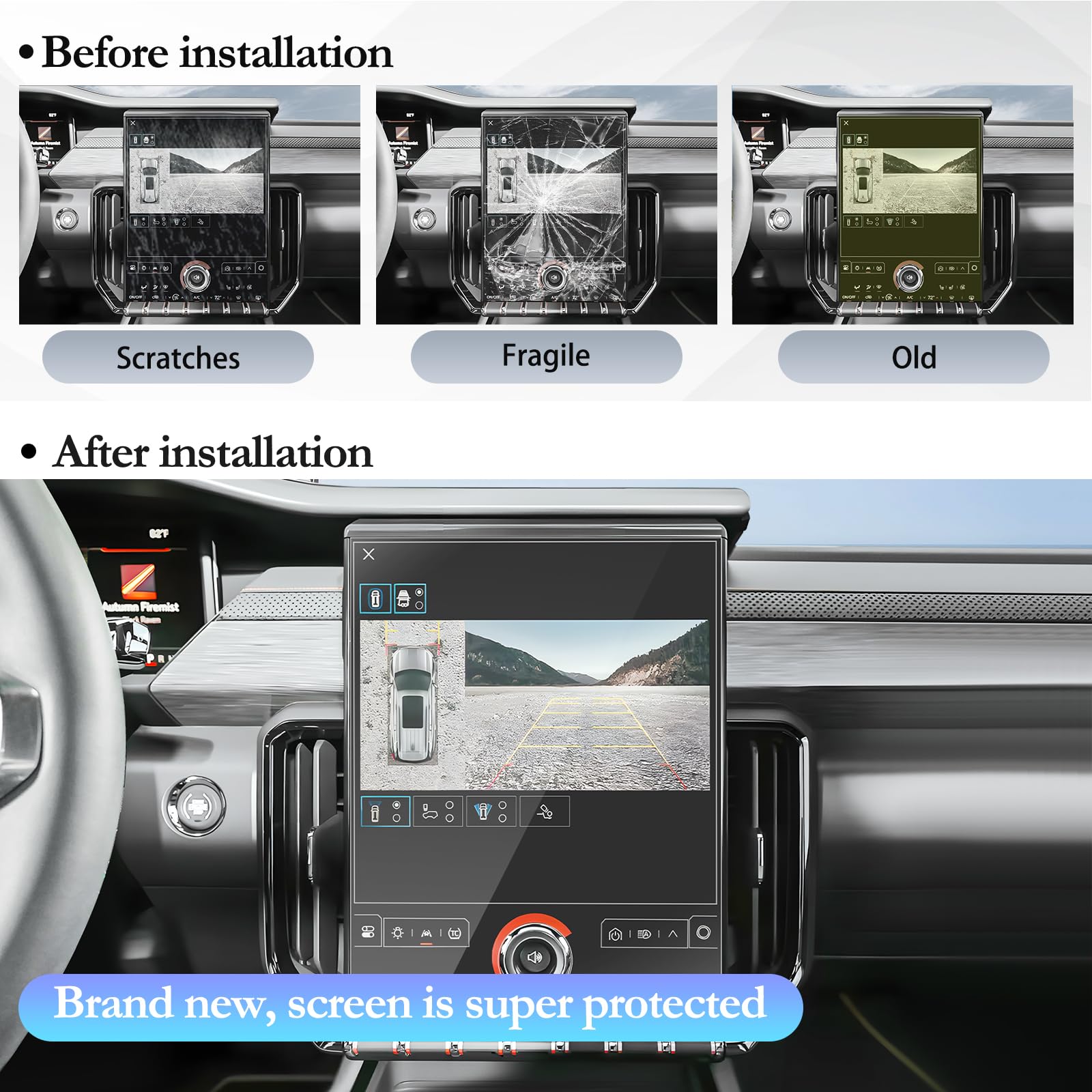 Sktu 2Pcs For 2024 2025 Gmc Acadia Screen Protector 15 Inch For 2024 2025 Gmc Acadia (Elevation/At4/Denali) 15 Inch Infotainment Touchscreen 2024 2025 Acadia Accessories 2024 2025 Acadia Screen Protective Film Ultra Clear