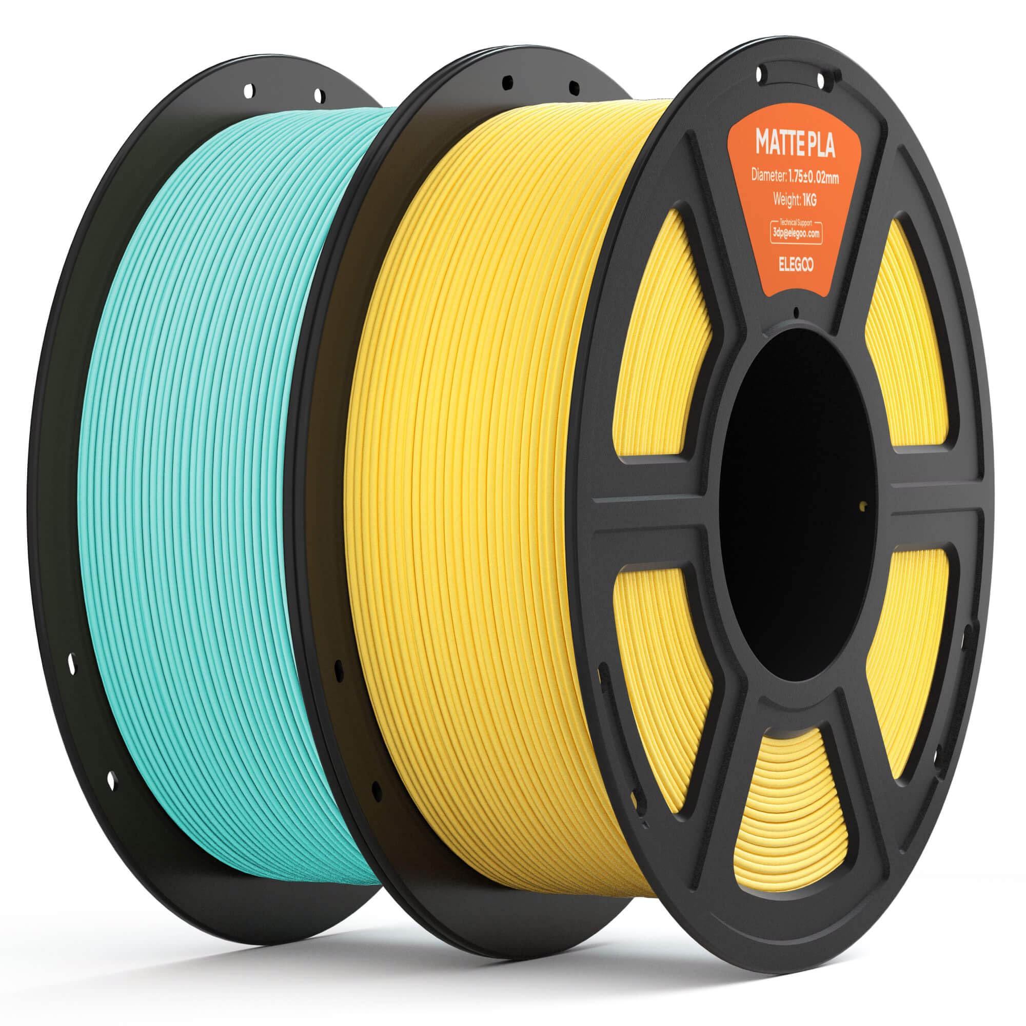 ELEGOO Matte PLA Filament 1.75mm Teal Green & Sunshine Yellow 2KG, 3D Printer Filament High Precision, 2pcs 1kg Spool (2.2lbs) F