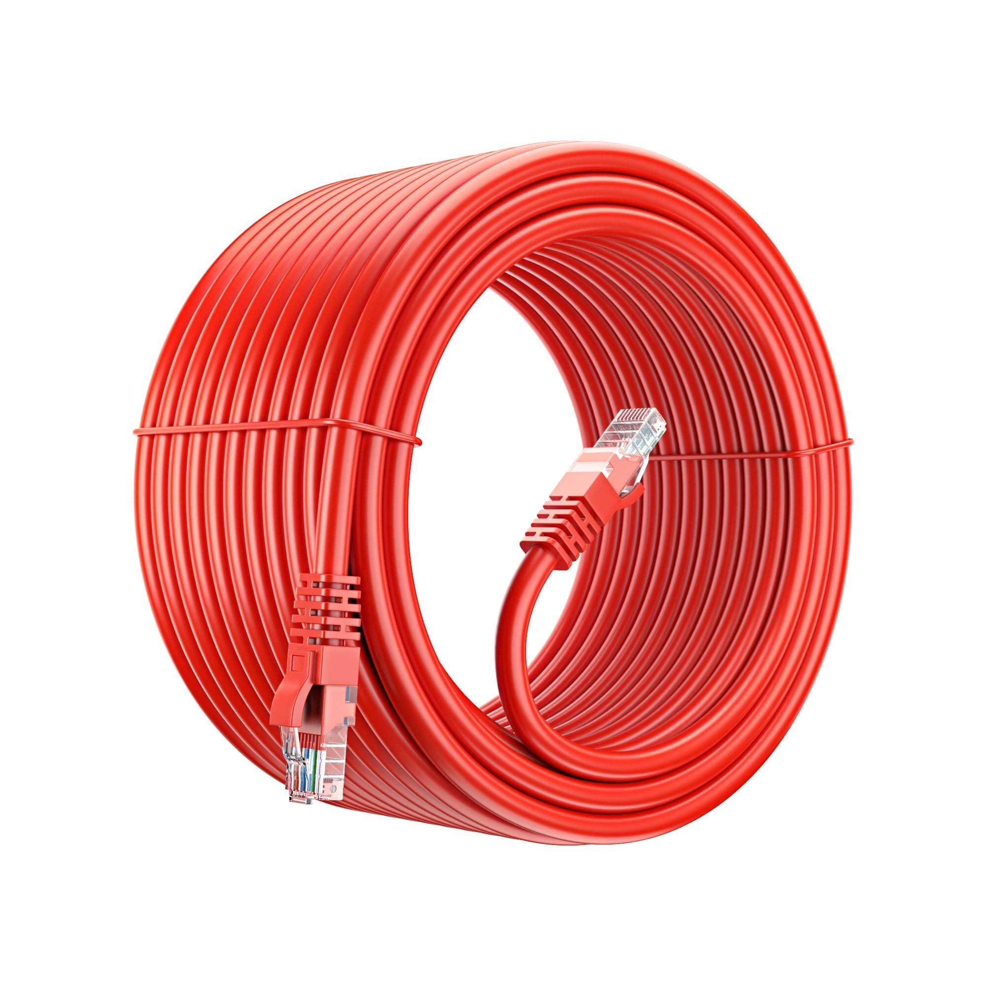 Maximm Cat 6 Ethernet Cable 50 Ft, 100% Pure Copper, Cat6 Cable Lan Cable, Internet Cable, Patch Cable And Network Cable   Utp (Red) 50 Feet