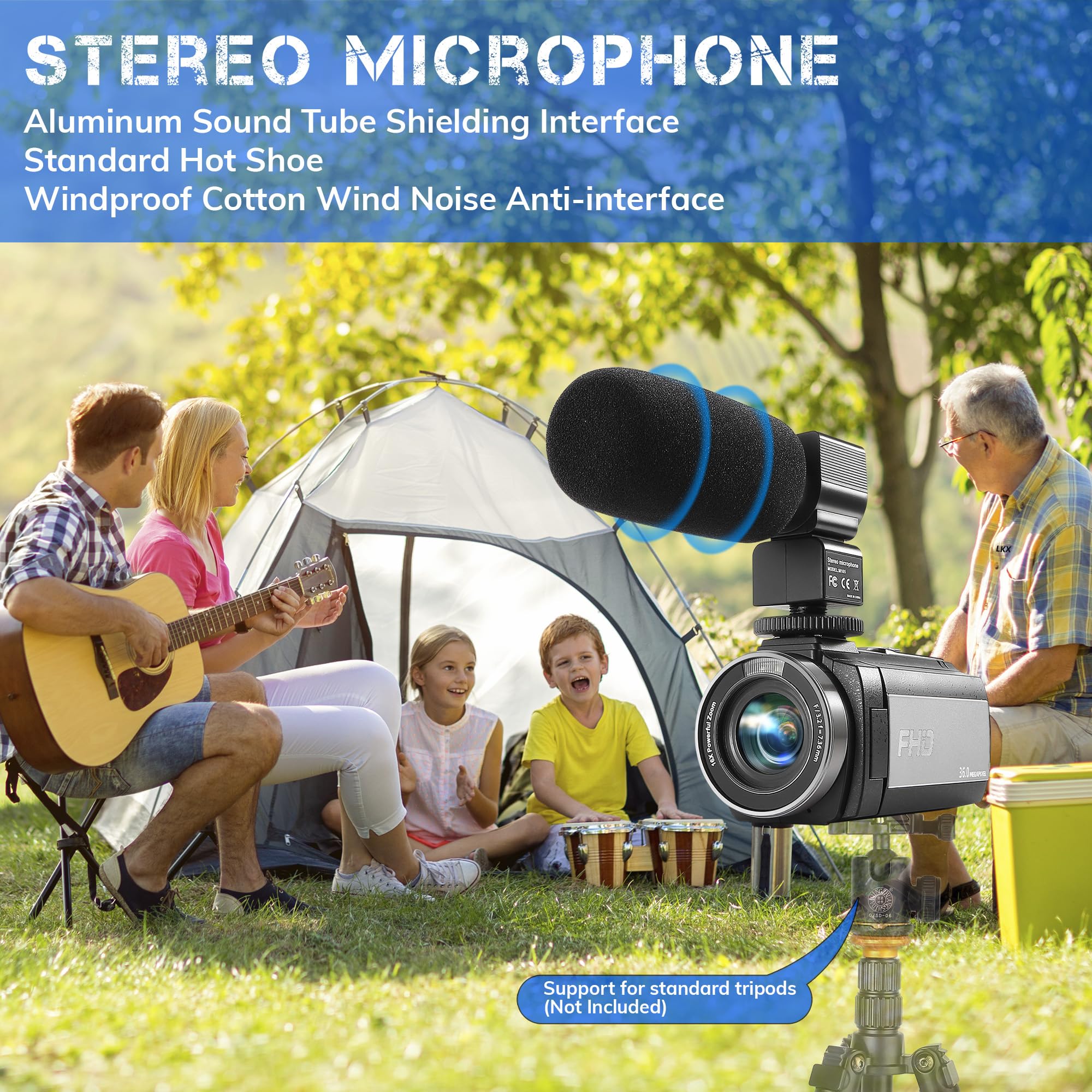 Camcorder Fhd 1080P Video Camera For Youtube With 30Fps 36Mp 3.0 Inch 270 Degree Rotation Lcd, 16X Digital Zoom Vlogging Camera