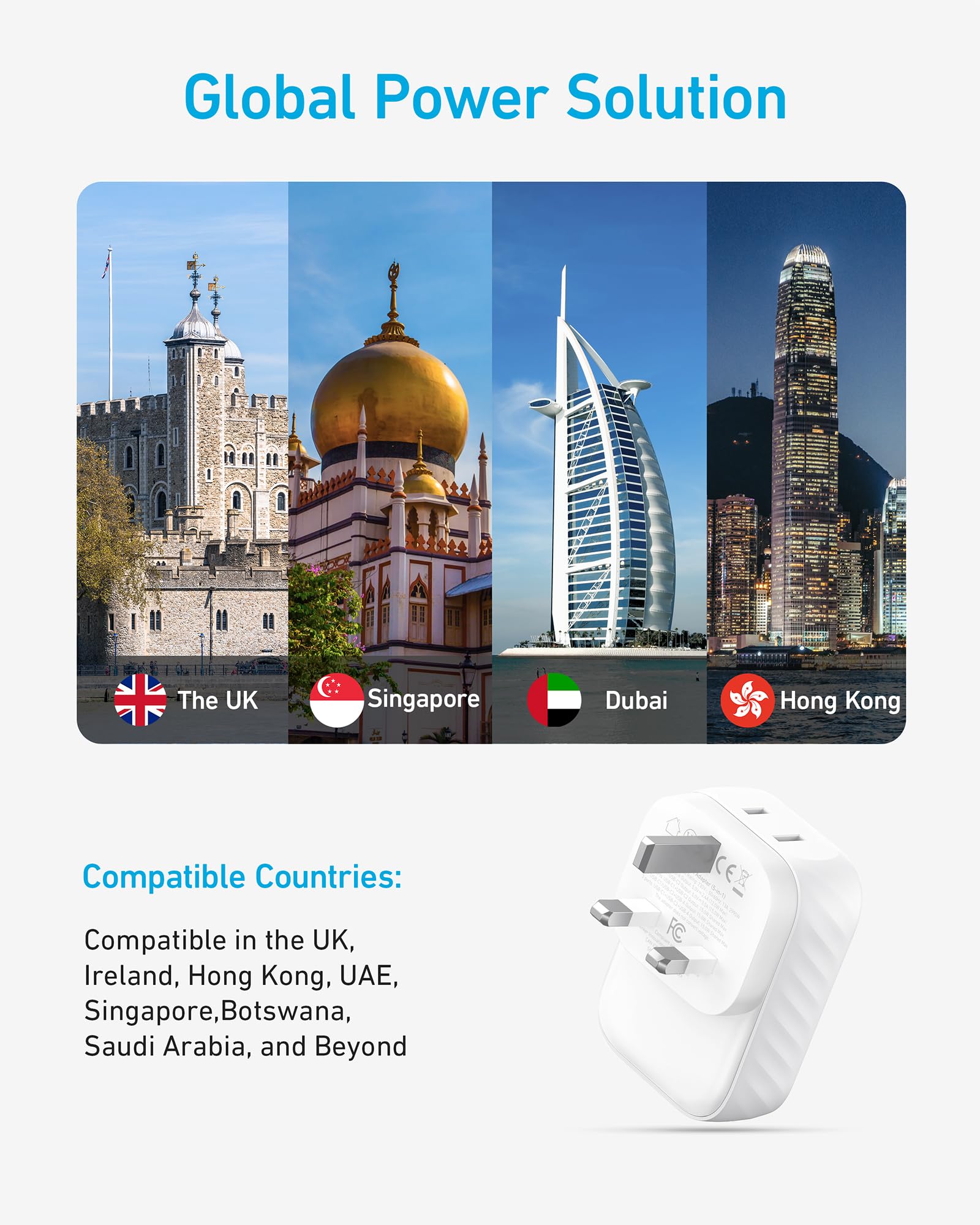 2 Pack Usa International Plug Adapter, Anker Travel Adapter, 15W Max With 2 Ac, 2 Usb C, And 1 Usb A Port, Ideal For Iphone 15,