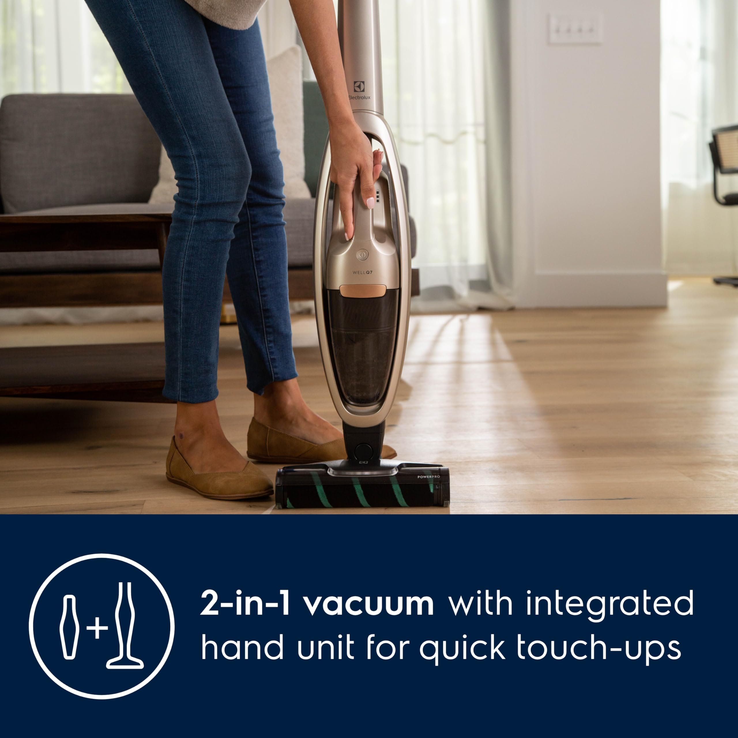 Electrolux Wellq7 Hard Floor Stick Cleaner Lightweight Cordless Vacuum With 5 Step Filtration System, Powerpro Roller, Led Nozzl