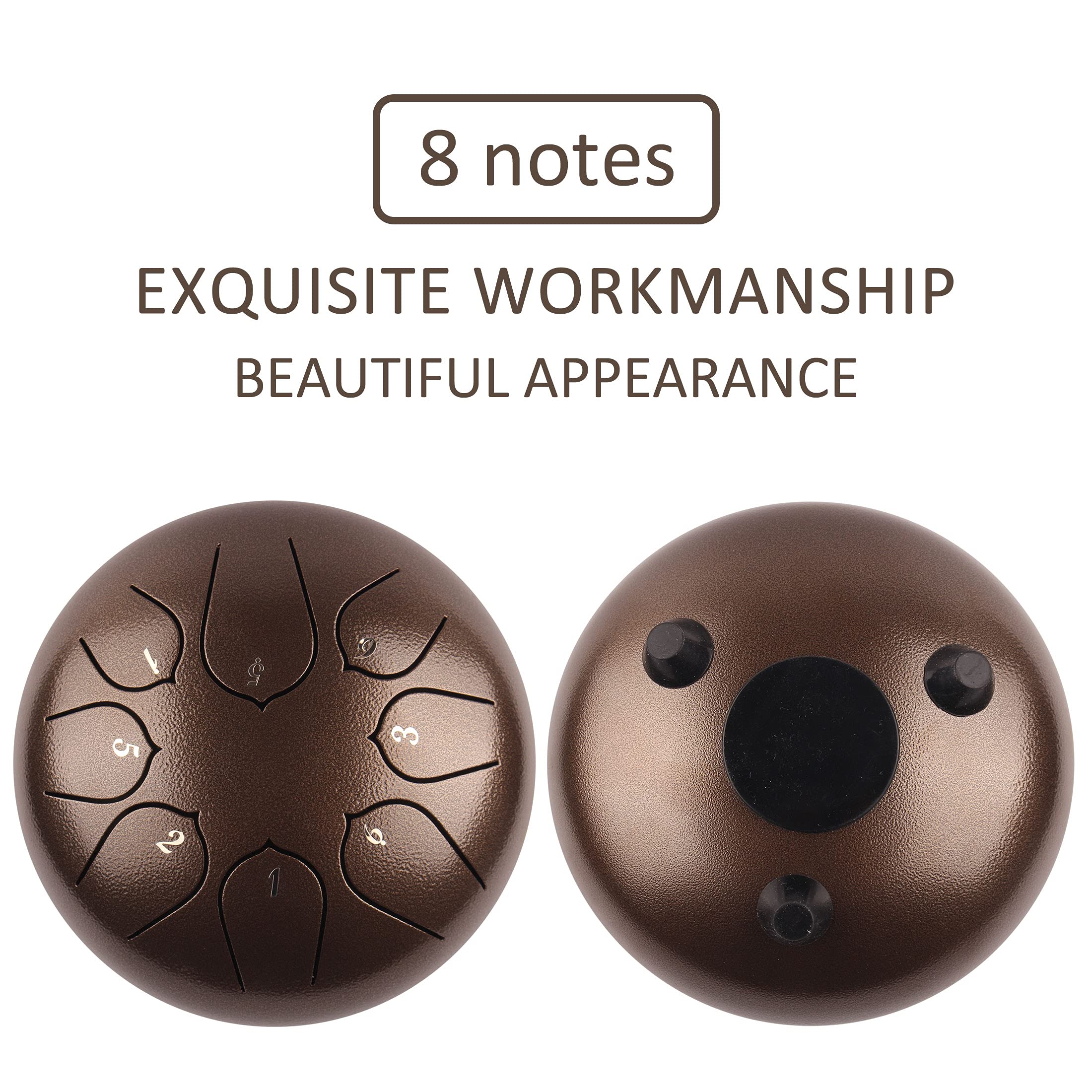 Lomuty Steel Tongue Drum Rain Chime, 8 Notes 6 Inch Rain Drum For Outside When It Rains, Chakra Tank Drum With Bag, Mallets, Fin