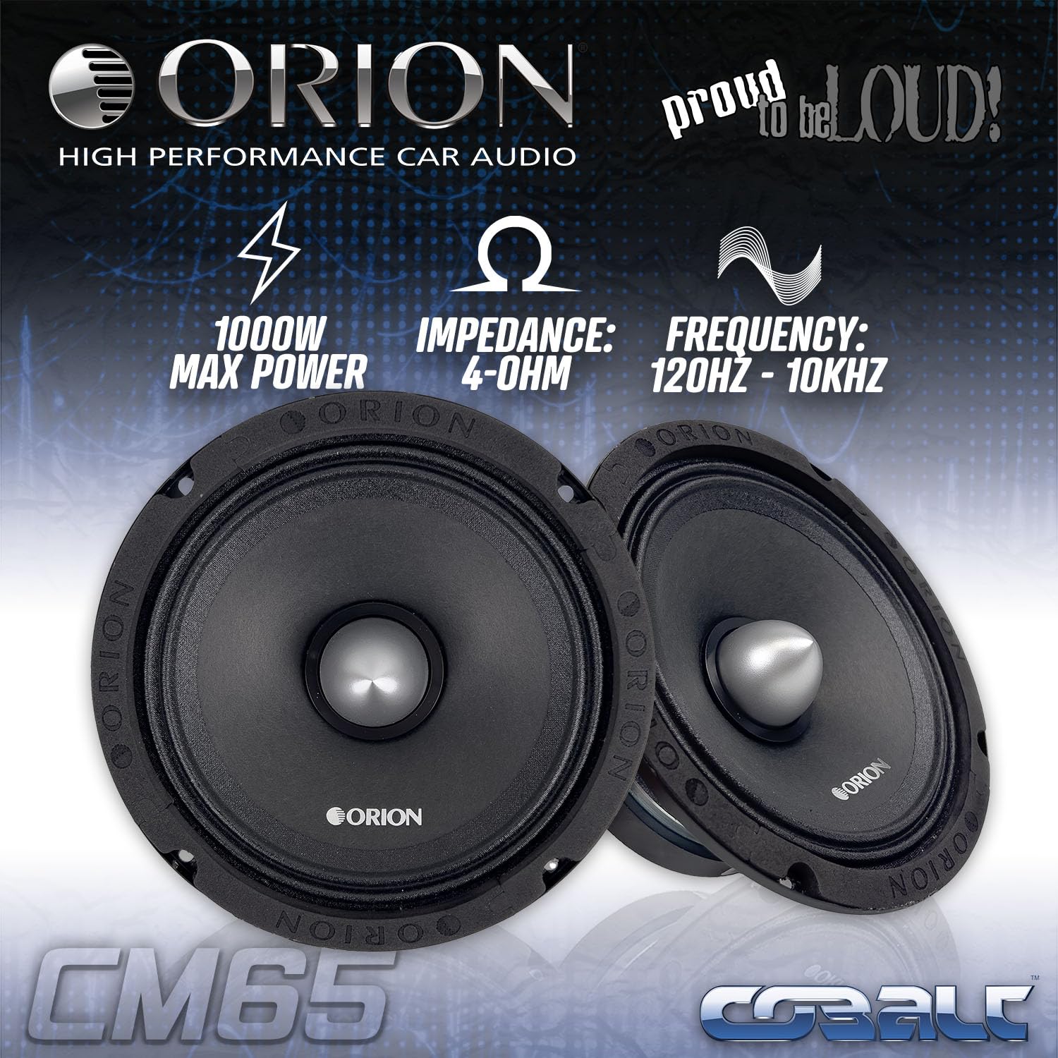 Orion Cobalt 6.5'' Midrange Speakers With Grills Sold Pairs 1000W Max
