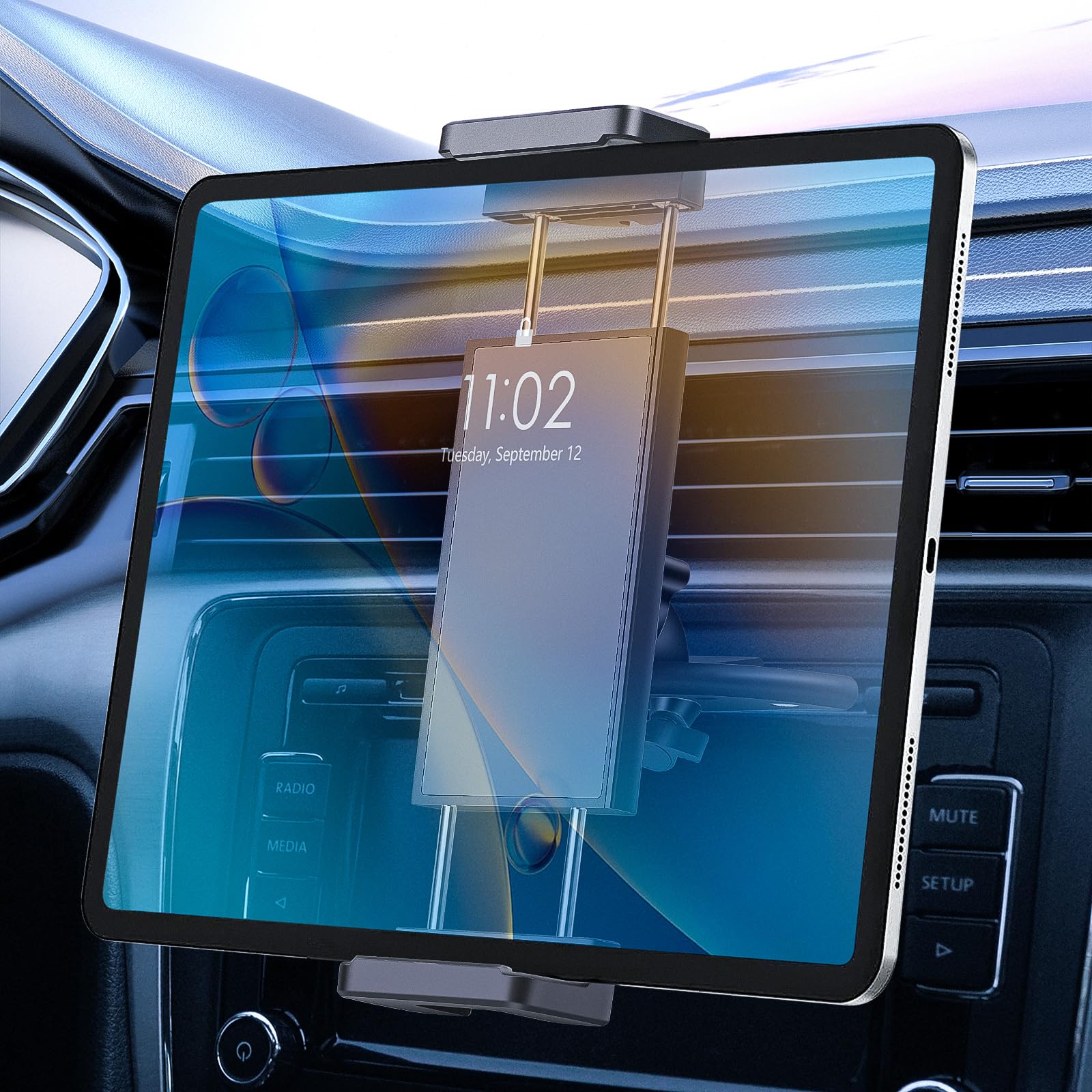 Eeekit 2 In 1 Cd Slot Tablet Car Mount, Universal 360 Rotation Cd Player Car Phone Holder For 4-15In Devices, Black