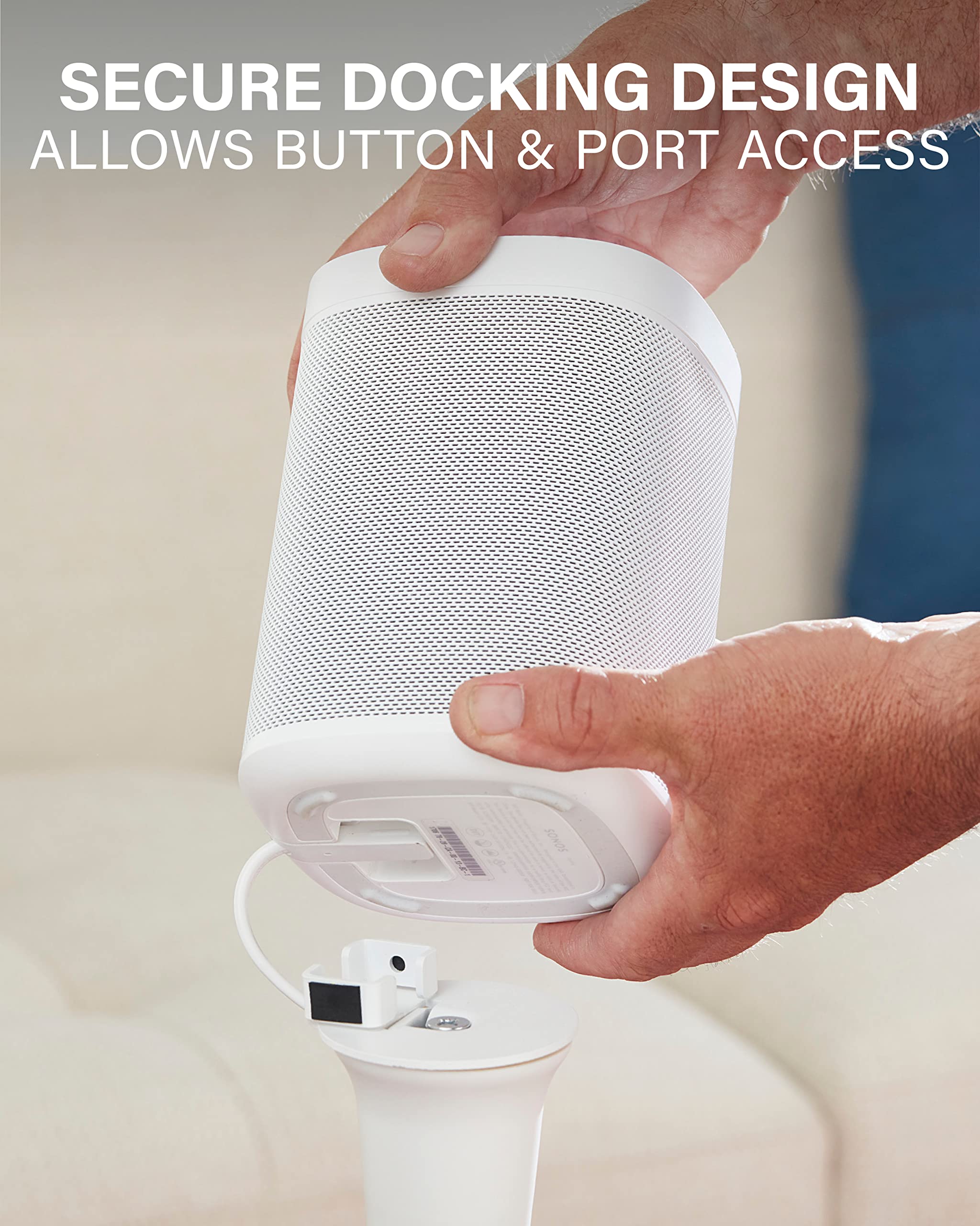 Sanus Speaker Stand For Sonos One, One Sl & Play:1 Speakers   Premium Fixed Height Speaker Stands W/Built In Cable Channels & Ea