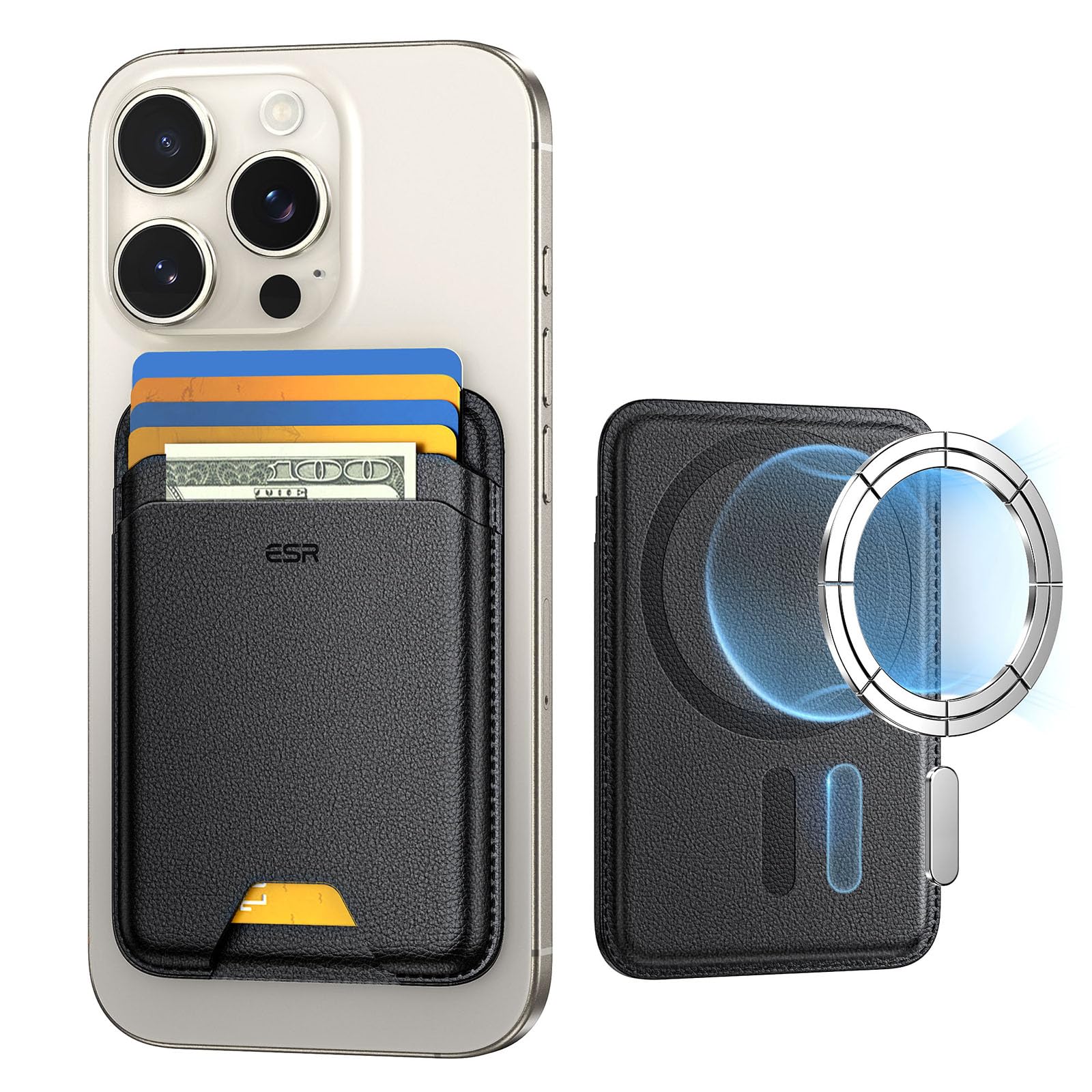 Esr For Magsafe Wallet, 5 Card Holder, Magnetic Wallet For Iphone, Phone Wallet With 3,200 G Magnetic Strength, Vegan Leather, S