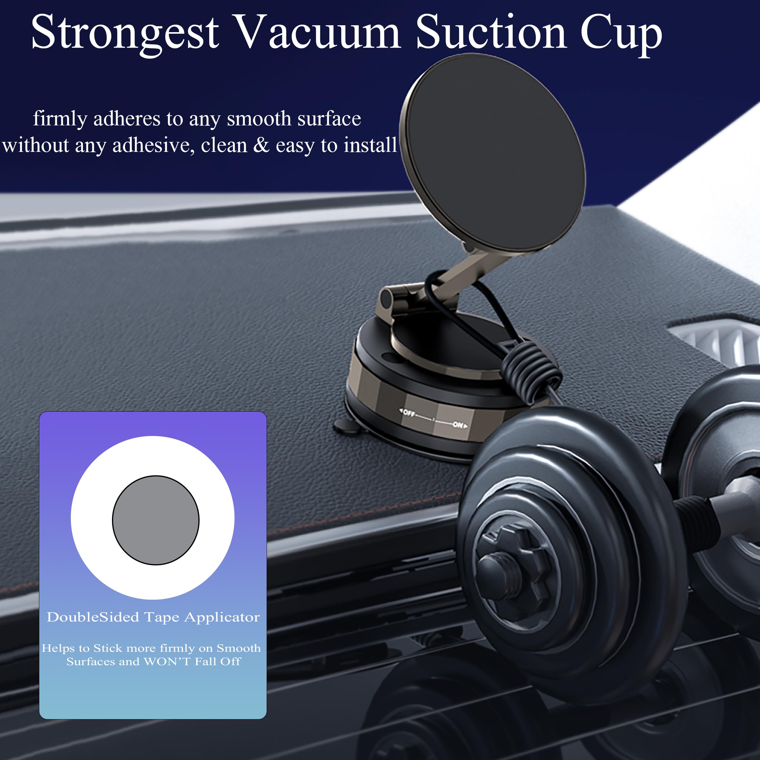 Select Master Upgraded Vacuum Magnetic Suction Phone Holder, Foldable 360 Mag Safe Car Mount, Fits I Phone 16/15/14 & Android |