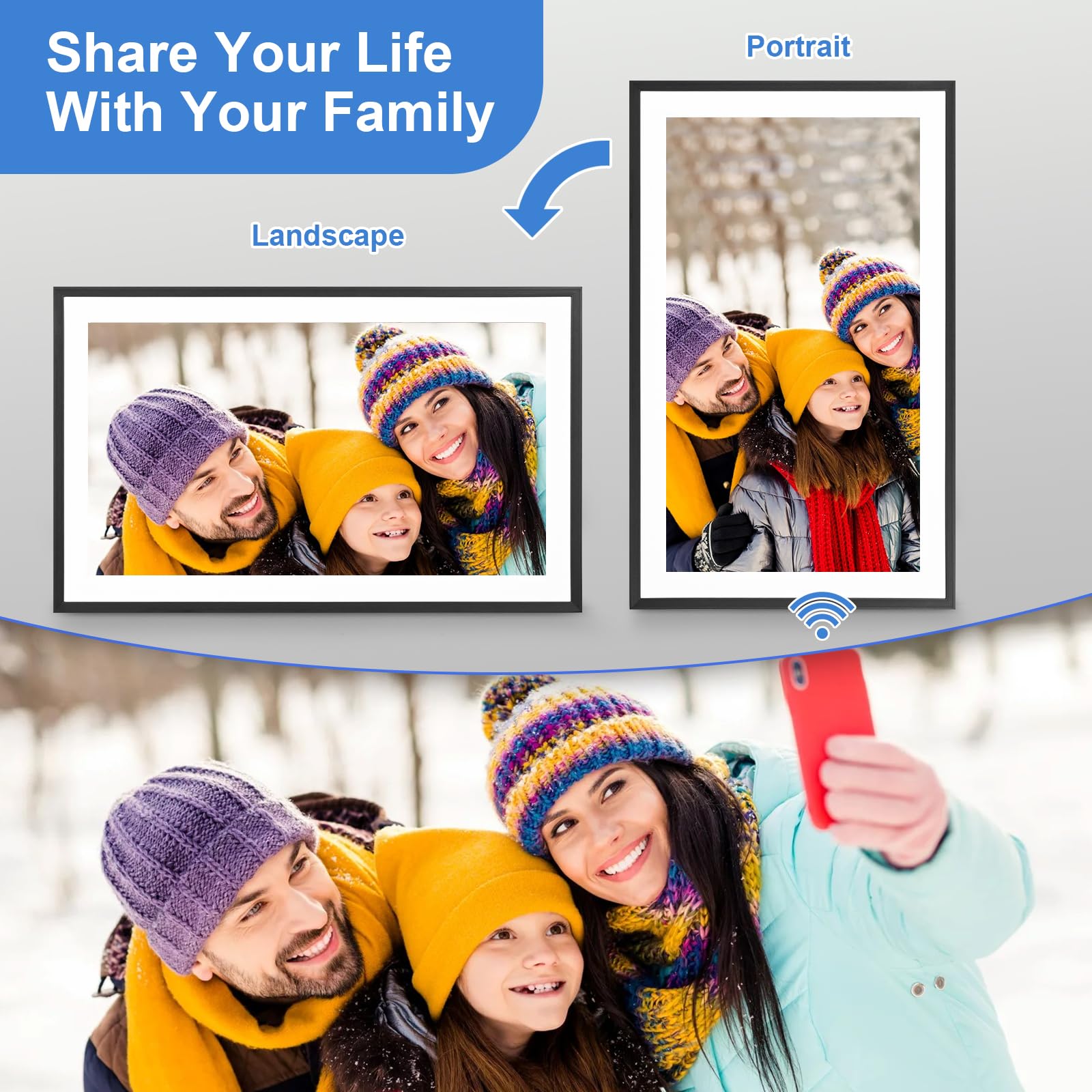 Digital Photo Frame 15.6 Inch   Wifi Digital Picture Frame With Free App   Share Photos And Videos With 1920 * 1080 Ips Hd Touch