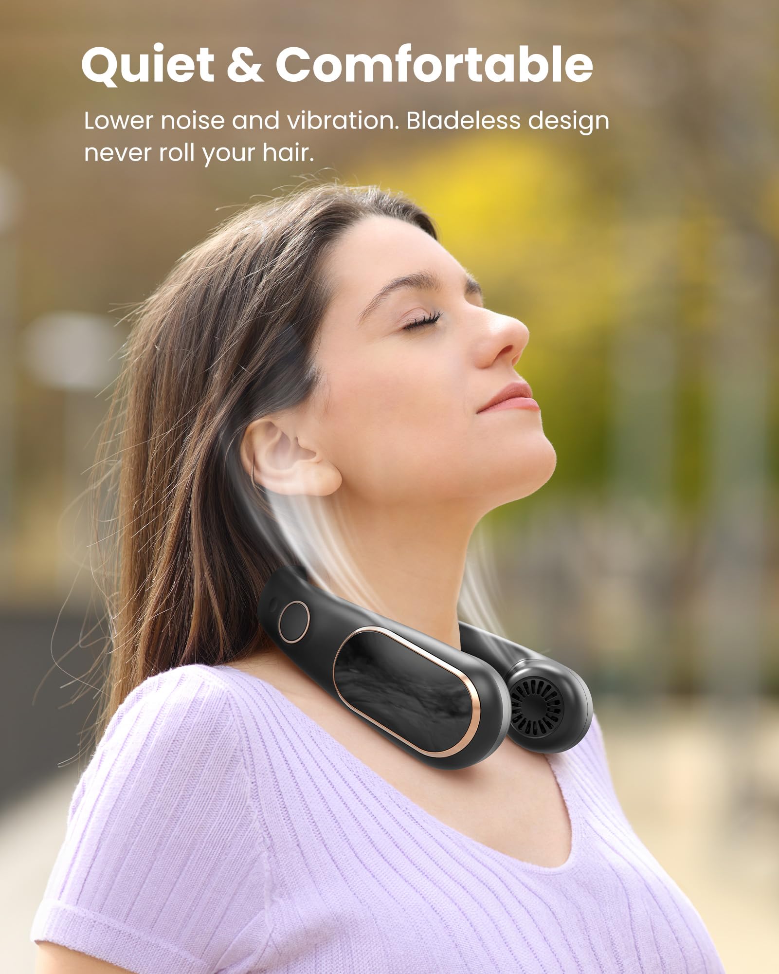 Slenpet Neck Fan, Rechargeable Personal Fan Portable, Hands Free Wearable Battery Operated Fan 5 Speeds, Usb Neck Cooling Fan Fo