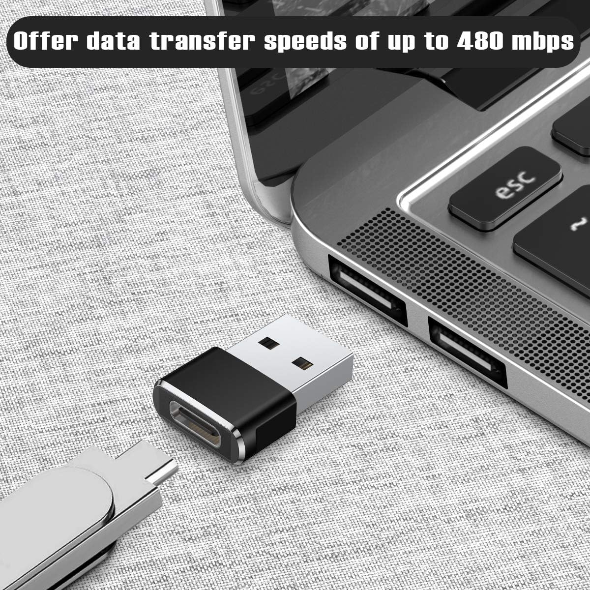Basesailor USB to USB C Adapter 3 Pack,Type C Female to USB A Male Cable Converter for iPhone 16 15 Pro,MacBook,iMac,PC,Laptop,Computer,Samsung Galaxy S24 24 AI Plus Ultra S23 S22,Google Pixel 8,OTG