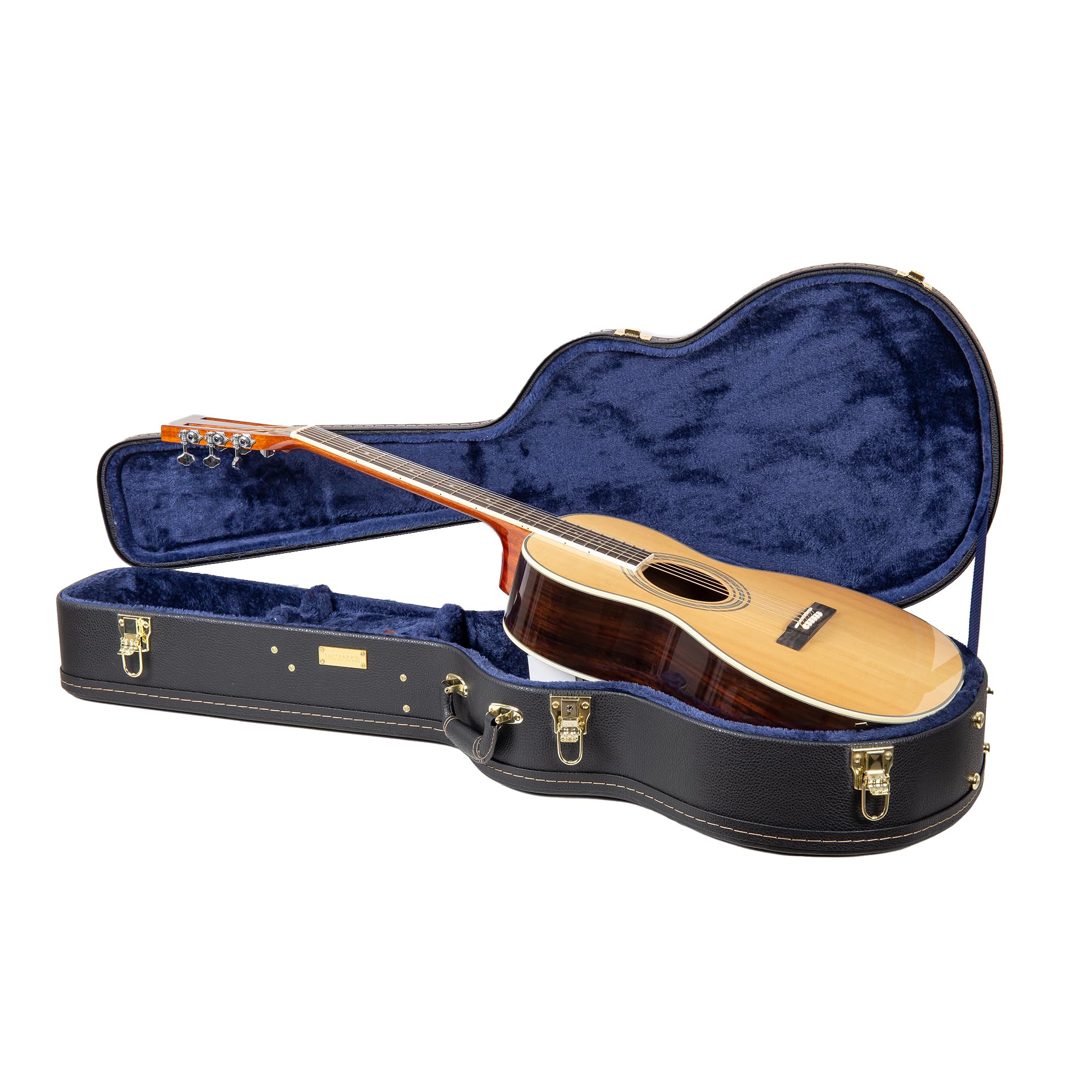 Crossrock Hard-Shell Wooden Case fits 12-Fret 00 Style Acoustic Guitar-Black (CRW620-0012BK)