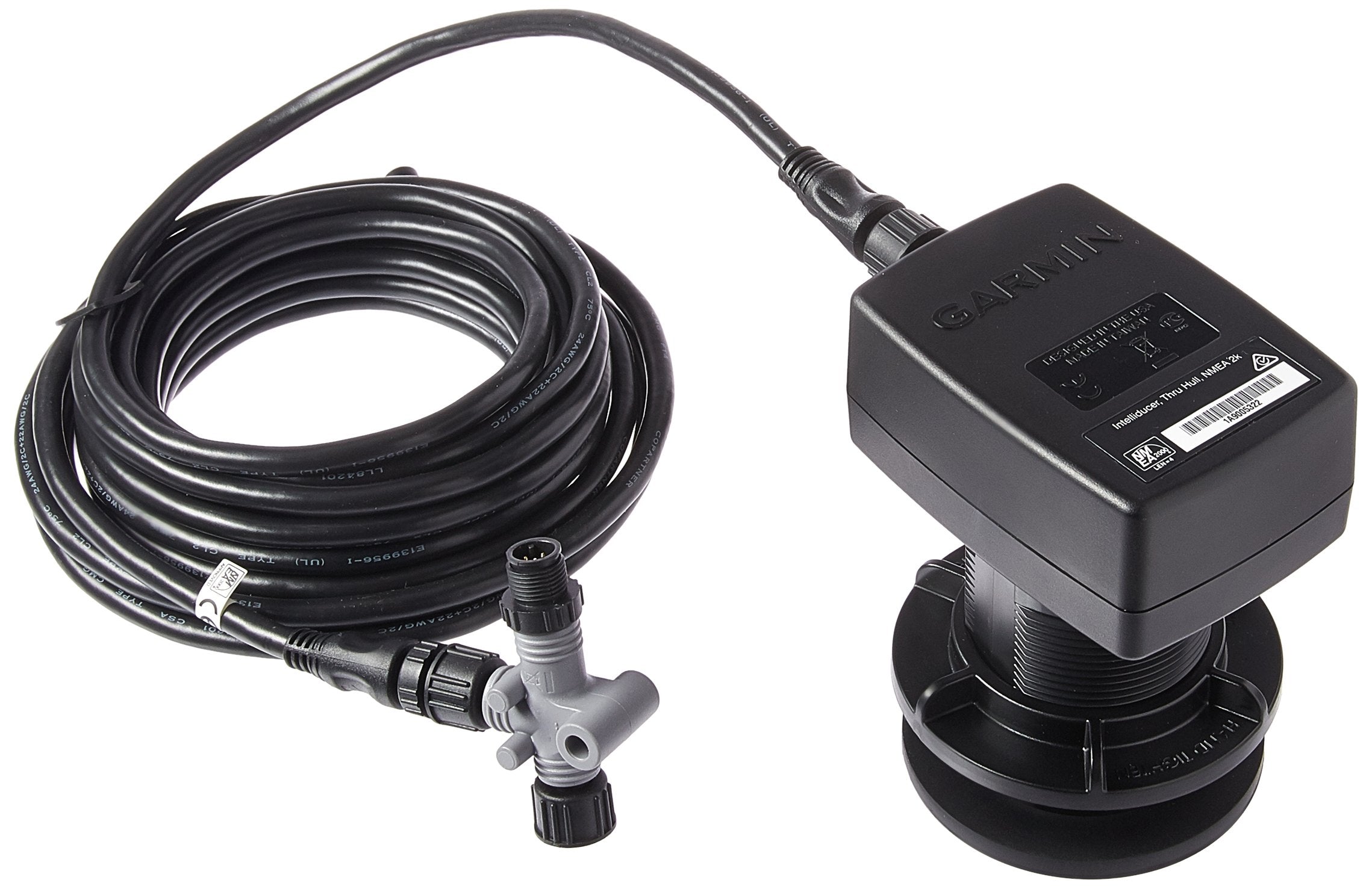Garmin Intelliducer, Thru-Hull, Depth, Temp, 13-24Deg Deadrise, 20Ft, Nmea 2000,WBEEAB0016HTD3Q