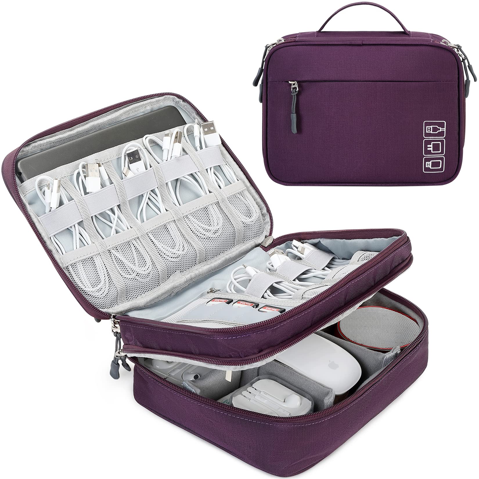 Mirlewaiy Electronic Organizer Accessory Tech Pouch Water-Resistent Travel Cable Storage Bag For Charger, Cables, Power Bank, Ha