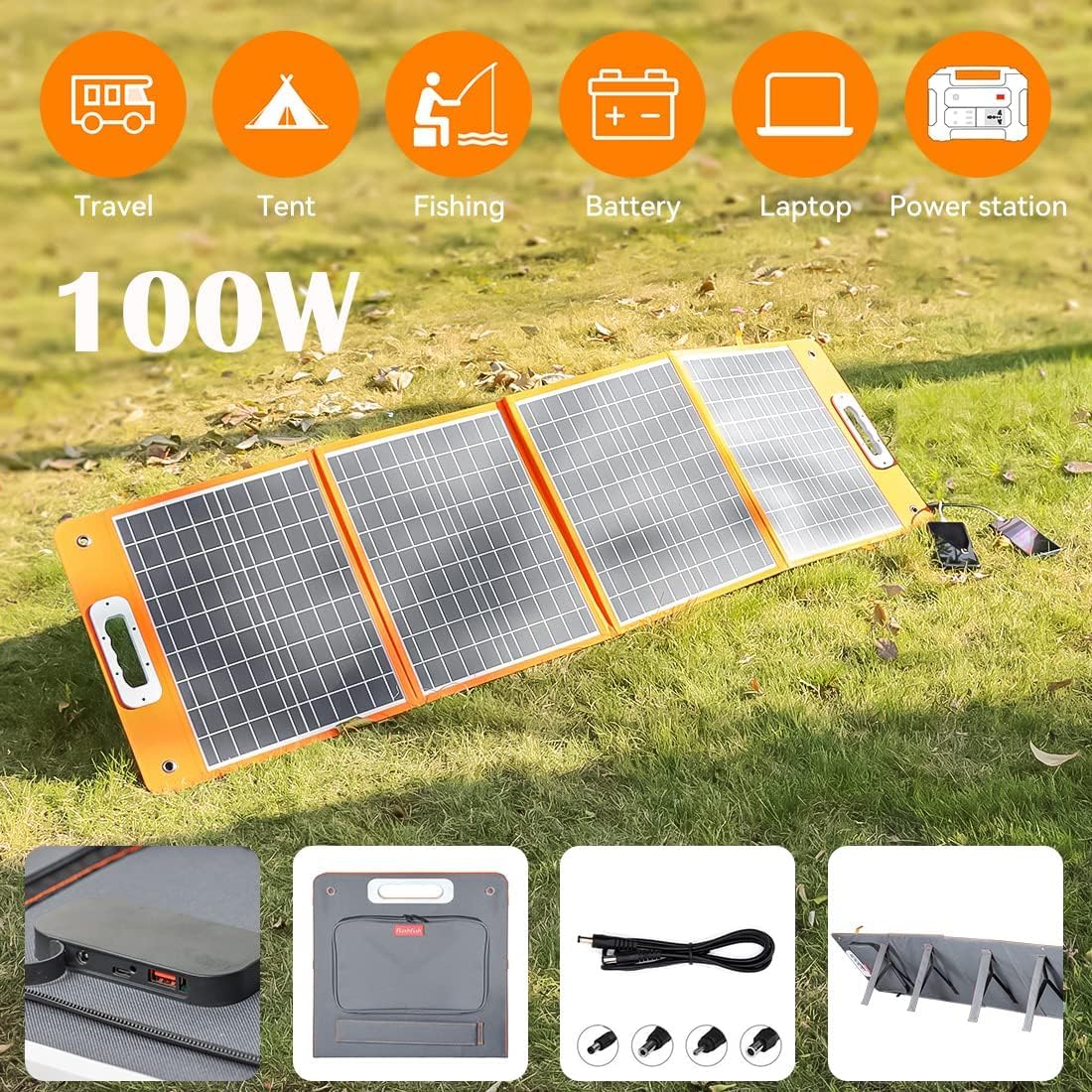 Solar Generator With Solar Panel Included, Flashfish 200W Power Station+100W Foldable Solar Panel, Backup Power Battery Pack And