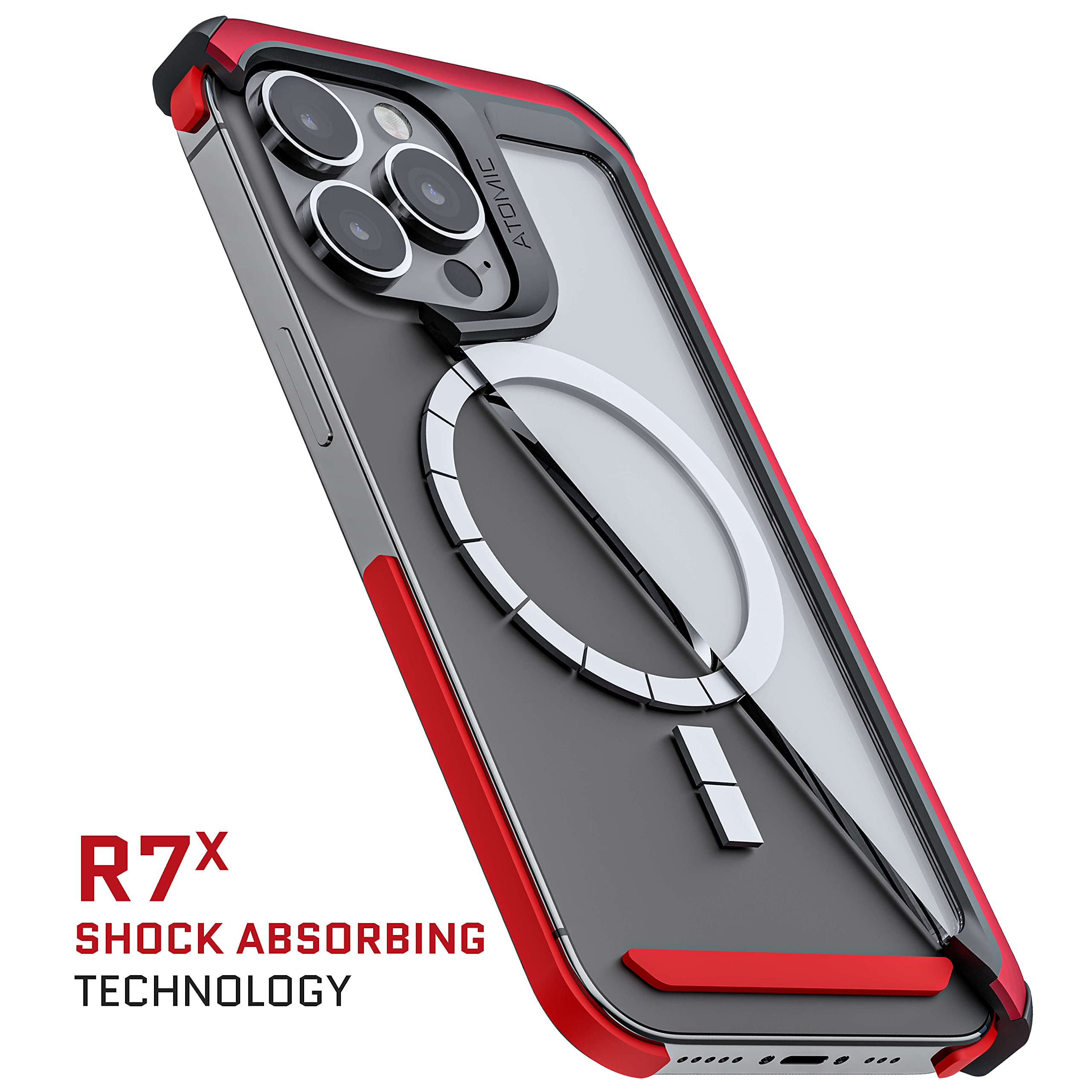 Ghostek Atomic Slim Iphone 13 Phone Case With Magsafe Magnetic Ring And Clear Back Design Tough Heavy Duty Aluminum Metal Bumper