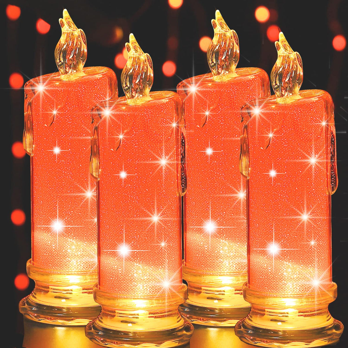 Haidoliang 4Pcs Red Led Flameless Candles (D:2.5'' X H:7''),Led Pillar Candles, Battery Included, Velas Artificiales Para Decora
