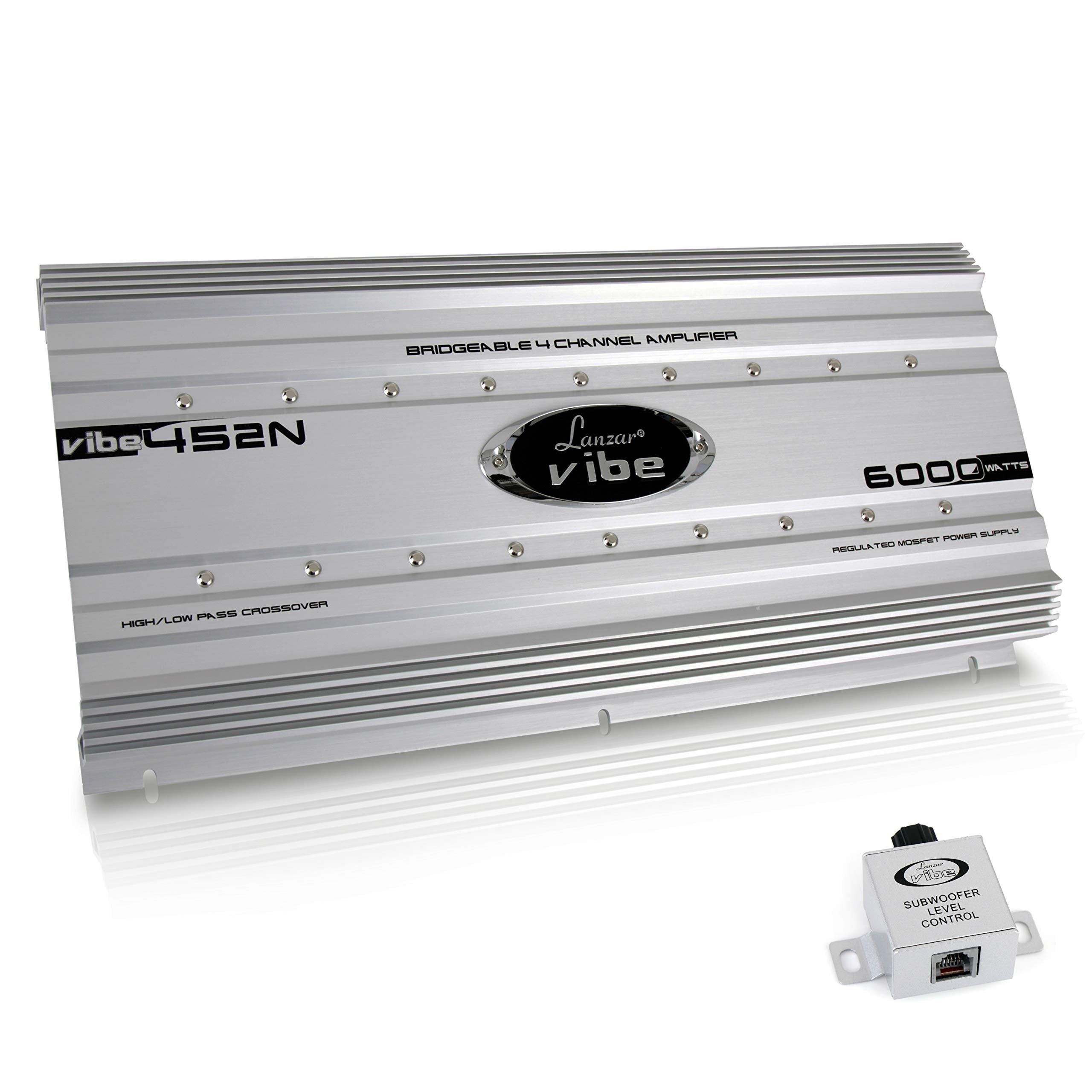 Lanzar Car Audio, Amplifier Car Audio, Car Stereo Amplifier, 6,000 Watt, 4-Channel, Mosfet Amplifier, RCA Input, Subwoofer Bass