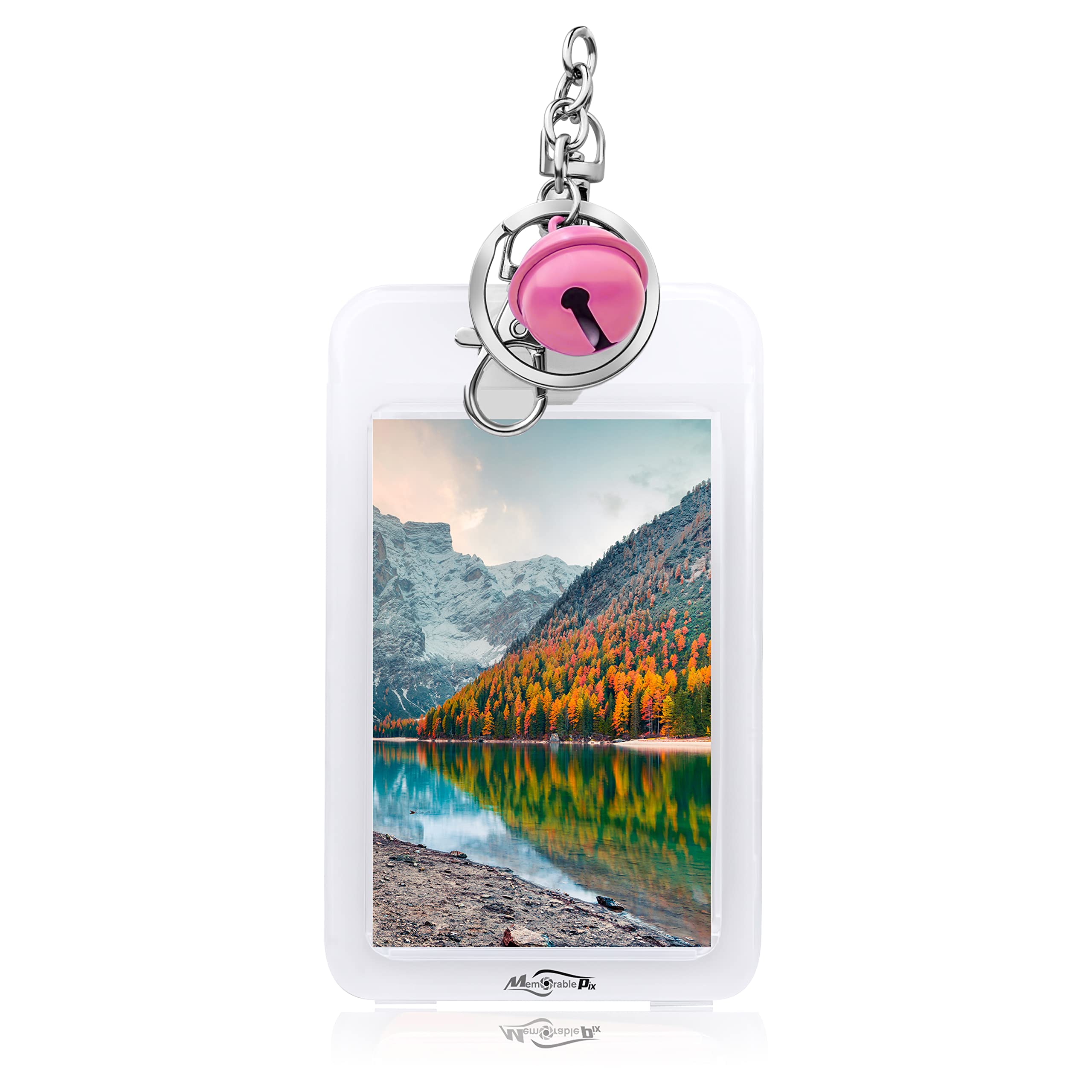 Memorablepix Instax Polaroid Mini Film Key Chain   Custom Picture Key Ring For Fujifilm Mini 9 Photo Film (Light Pink, Set Of 1)