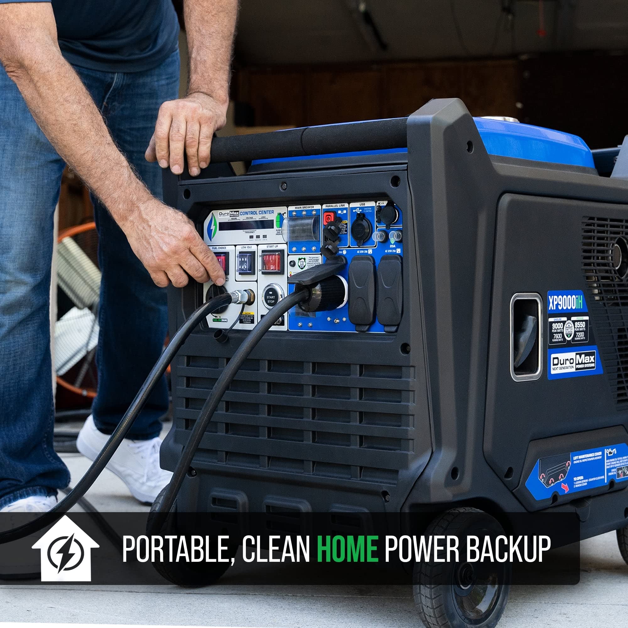 Duromax Xp9000Ih 9000 Watt 459Cc Dual Fuel Digital Inverter Hybrid Portable Generator, Blue