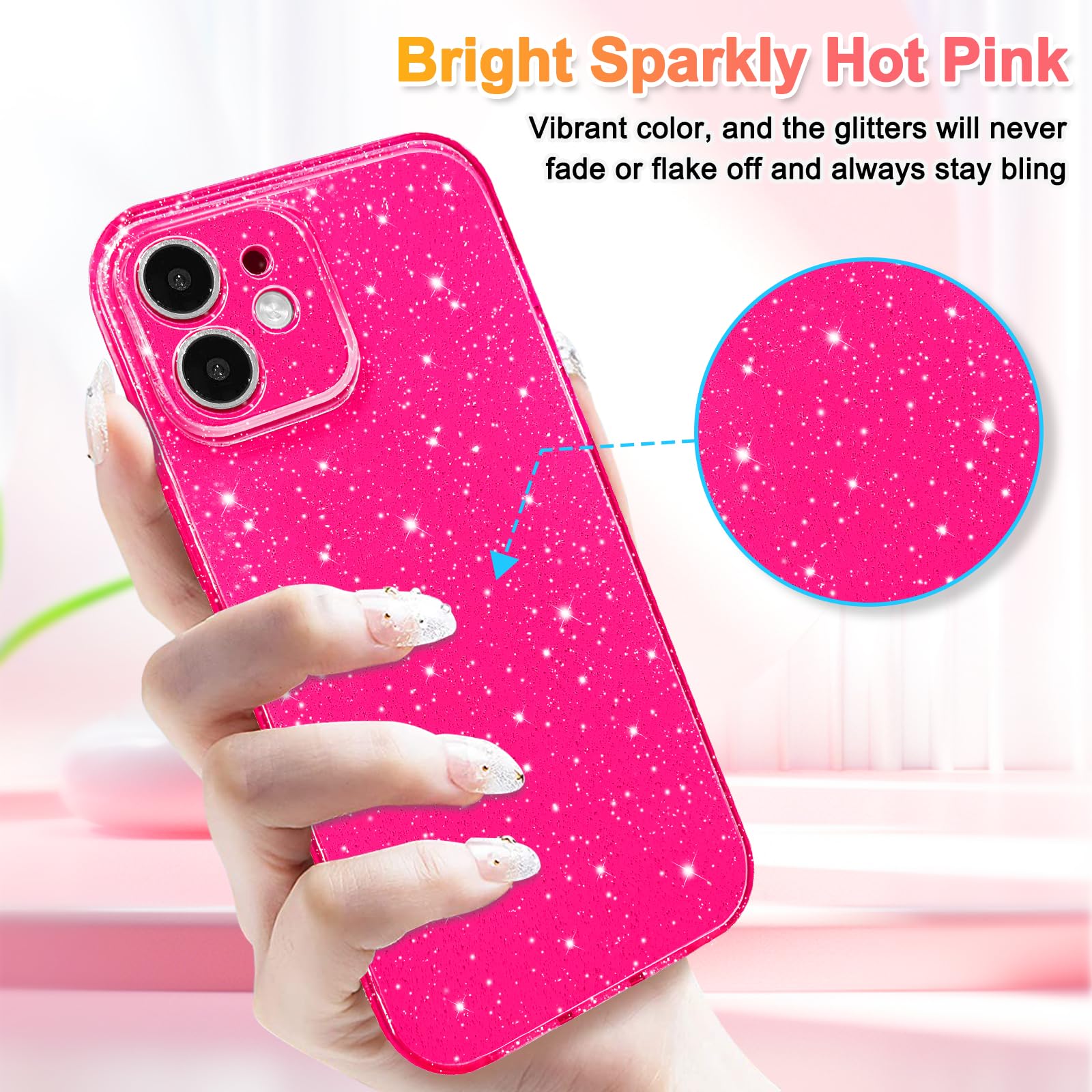Hython Case For Iphone 11 Case Glitter Cute Sparkly Shiny Bling Sparkle Phone Cases 6.1'', Thin Slim Fit Soft Tpu Bumper Shockpr