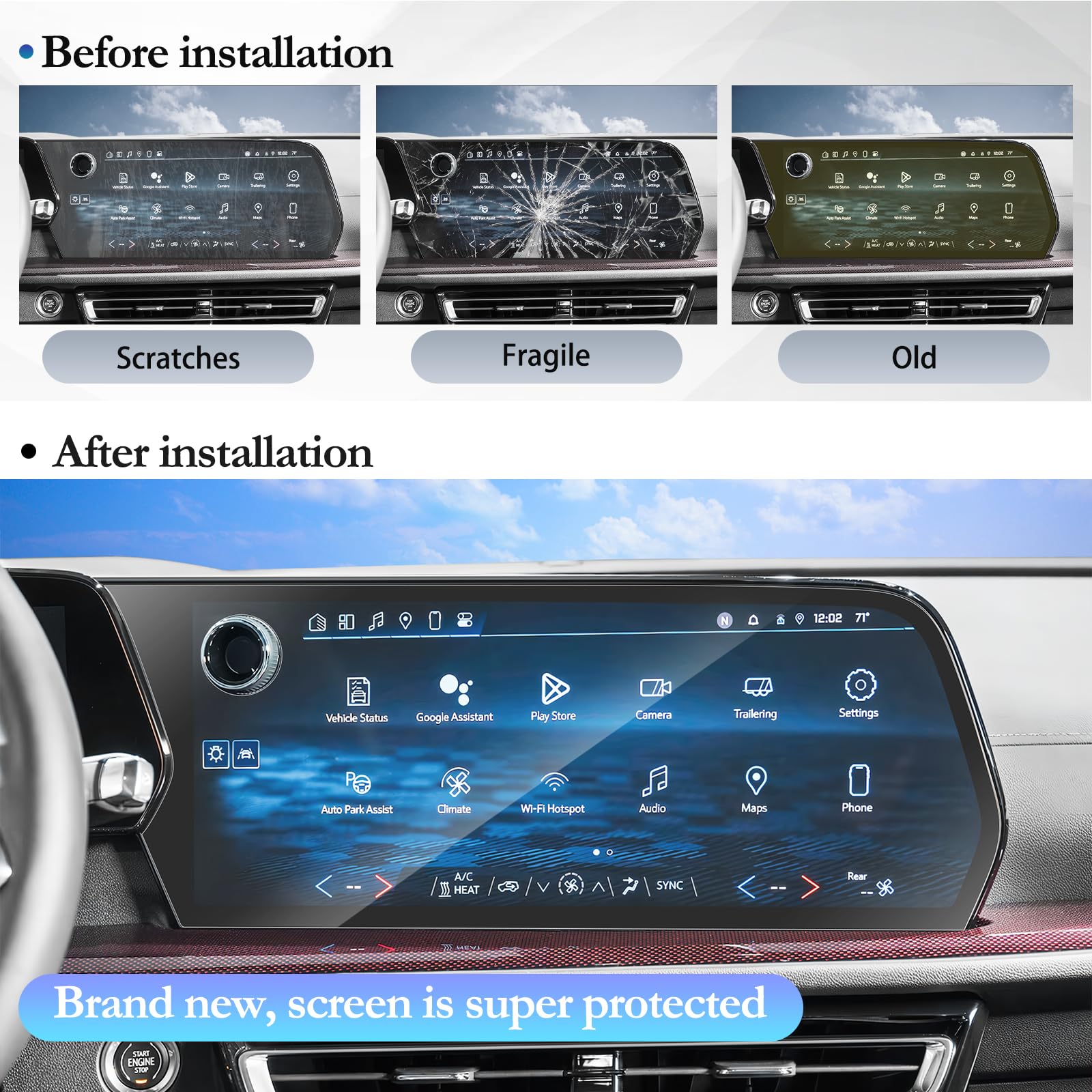 Sktu 2Pack 2024 Chevy Traverse Screen Protector For 2024+ Chevy Traverse/ 2024 2025 Blazer Ev 17.7 Inch Touchscreen 2024 Chevy Traverse Accessories