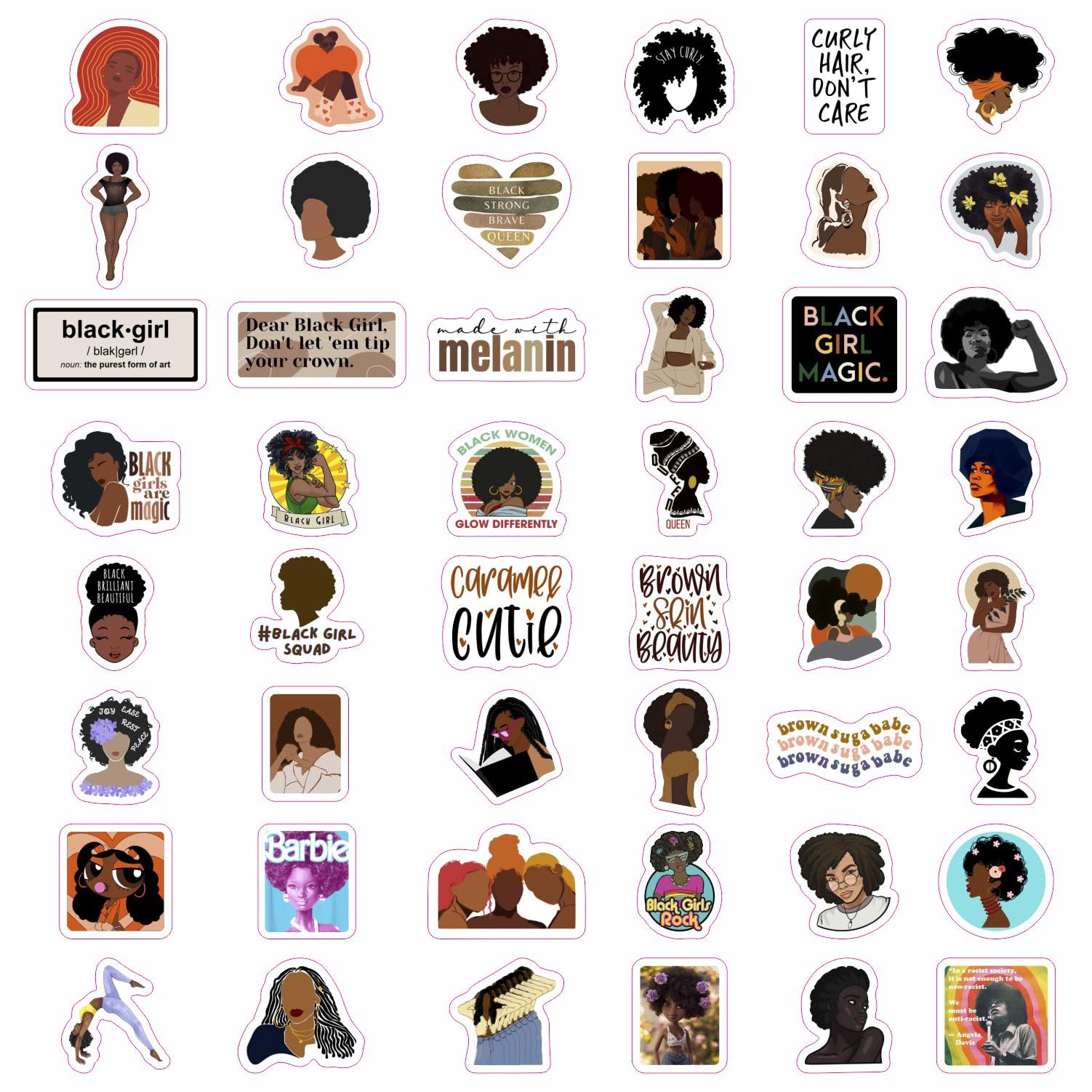 100Pcs Black Girl Stickers For Planners And Journals   Black Girl Magic Gifts, Black Women Vision Board Laptop Decals
