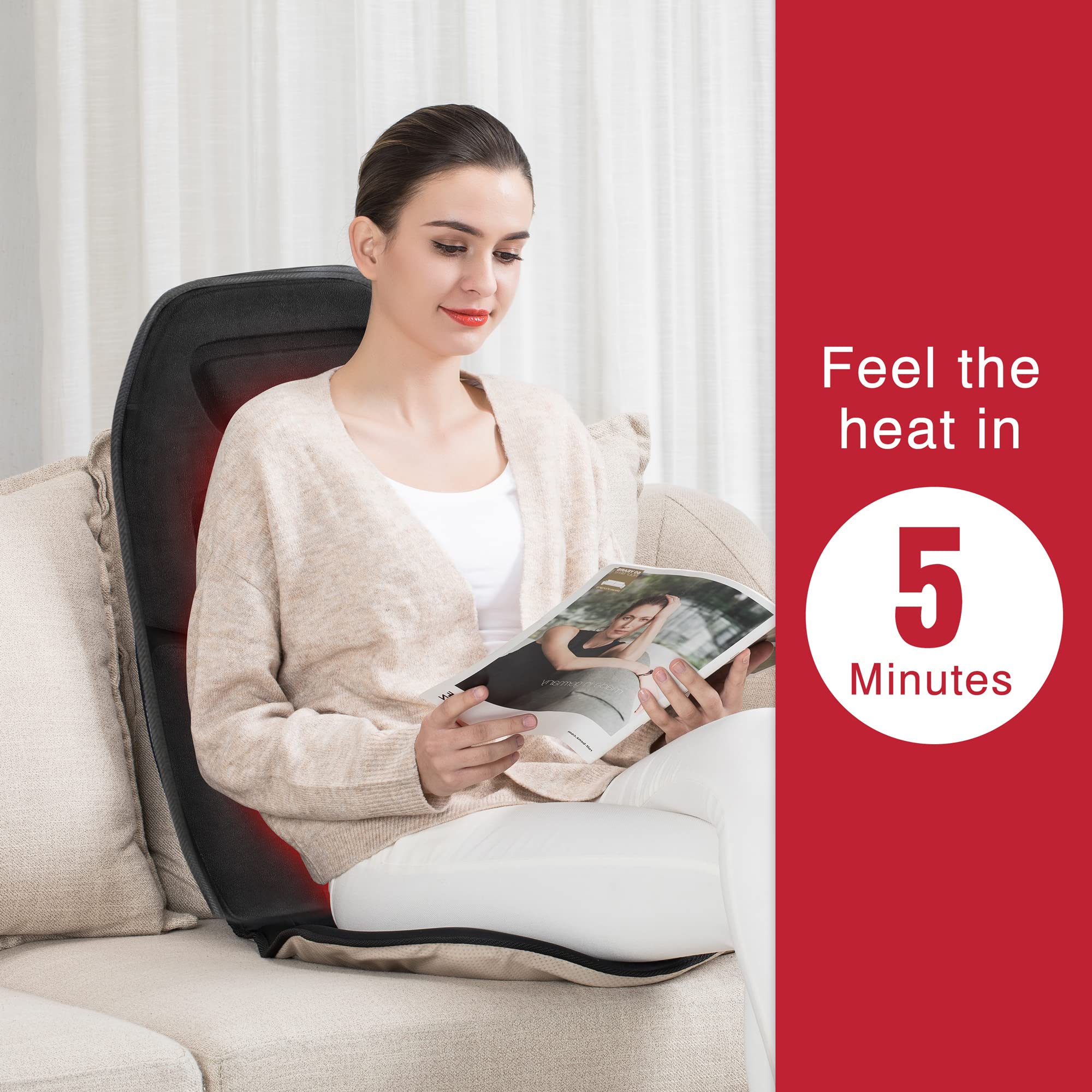 Comfier Massage Seat Cushion With Heat   10 Vibration Motors Seat Warmer, Back Massager For Chair, Massage Chair Pad For Back Id