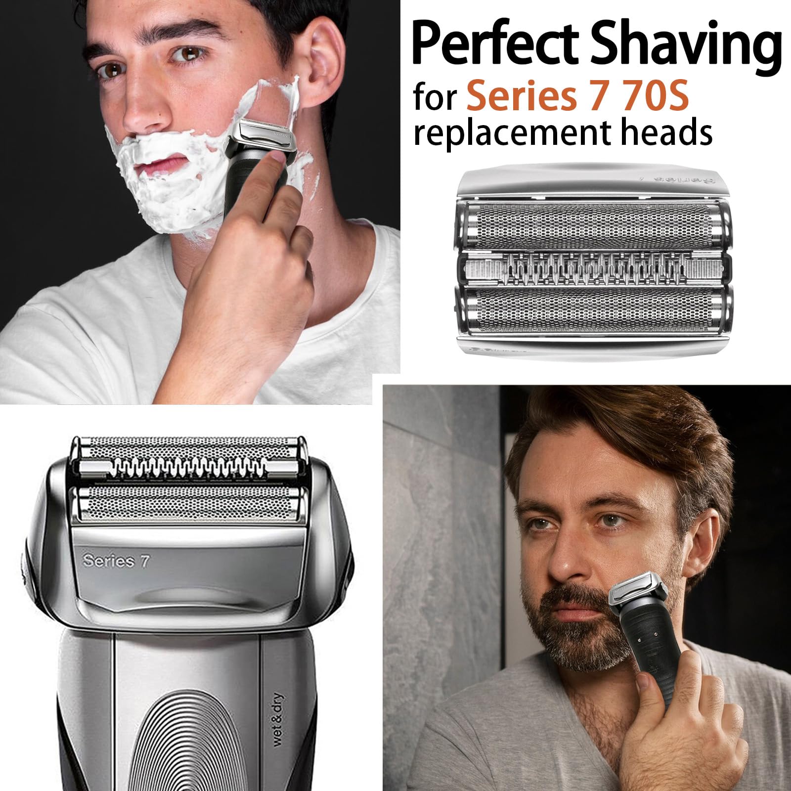 Series 7 70S Replacement Head For For Braun Series 7 Eletric Shaver Replacement Heads, Compatible With Braun 795 790Cc 7899Cc, 7
