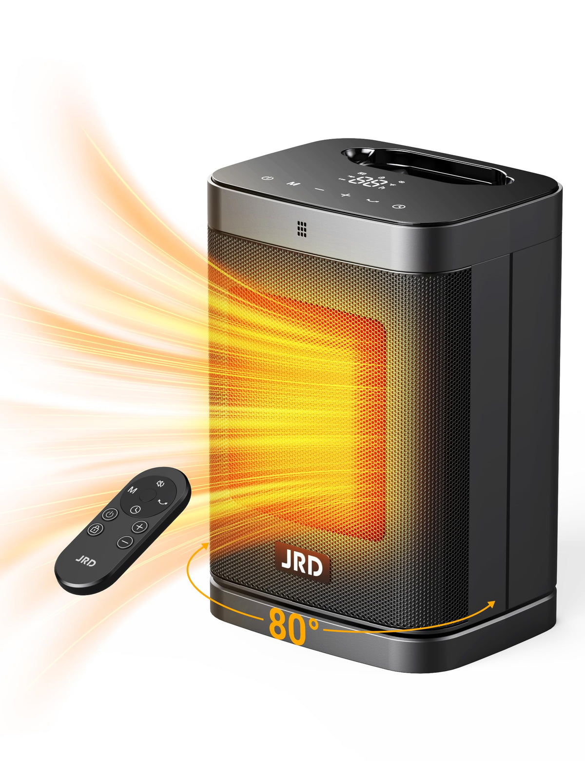 Space Heater, Jrd 1500W Ceramic Portable Electric Heater With Remote, Rapid Heating, Thermostat, 80 Oscillation, 12H Timer, Smal
