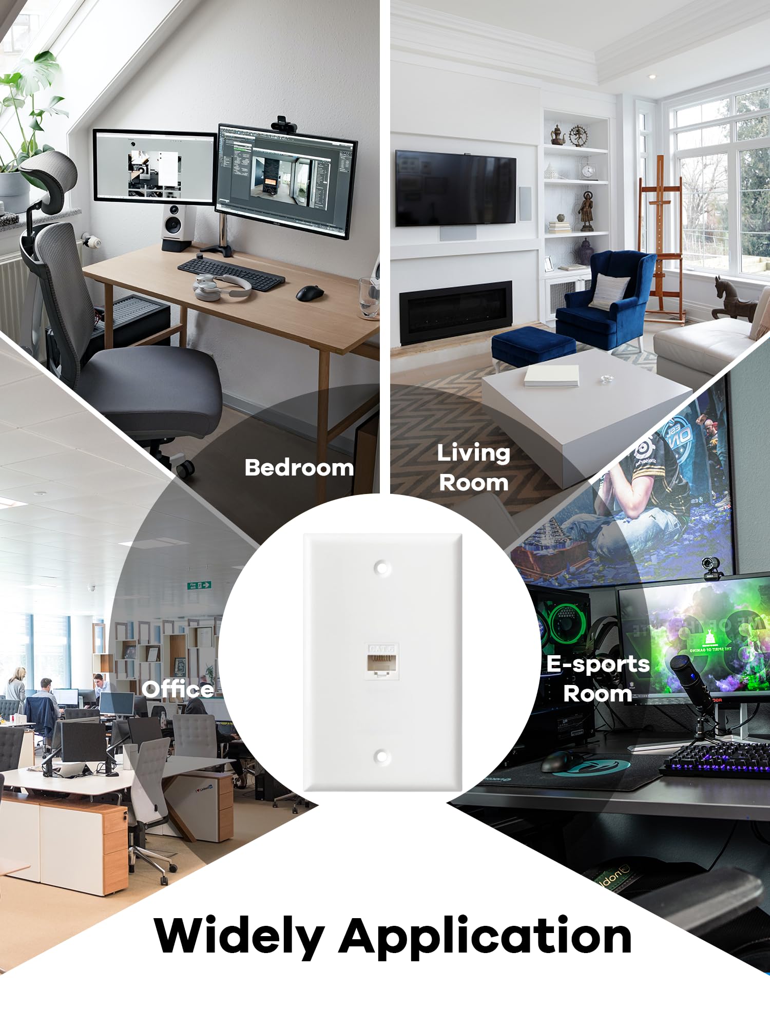 Bnpuhiu Ethernet Wall Plate   2 Pack 1 Port Cat6 Keystone Female To Female White, Rj45 Keystone Wall Coupler Jack Plate For Ethe