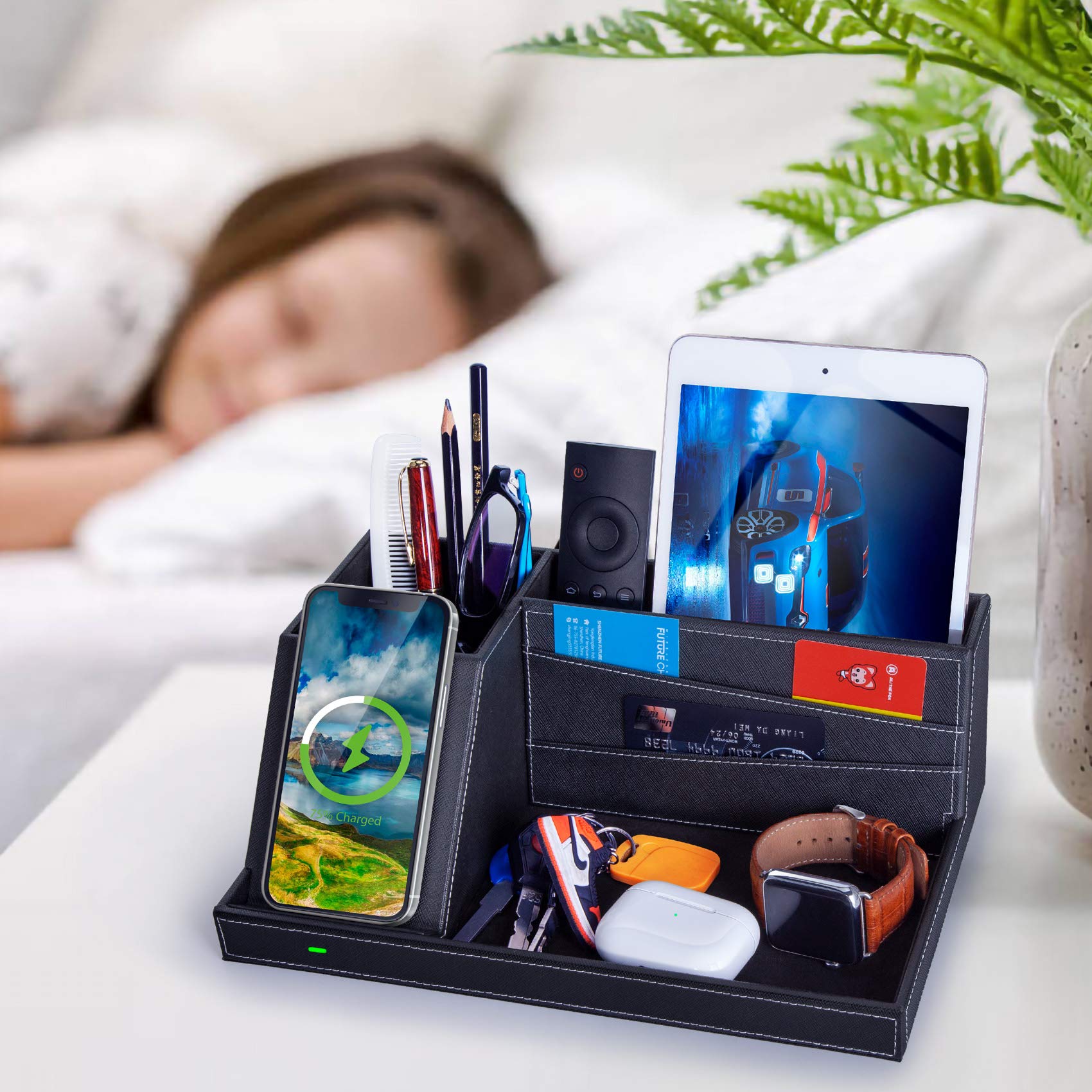 Fast Wireless Charging Station With Desk Organizer For Iphone 17/16/15/15 Pro/14/14 Pro Max/14 Pro/14 Plus/13/13 Pro Max/13 Pro/