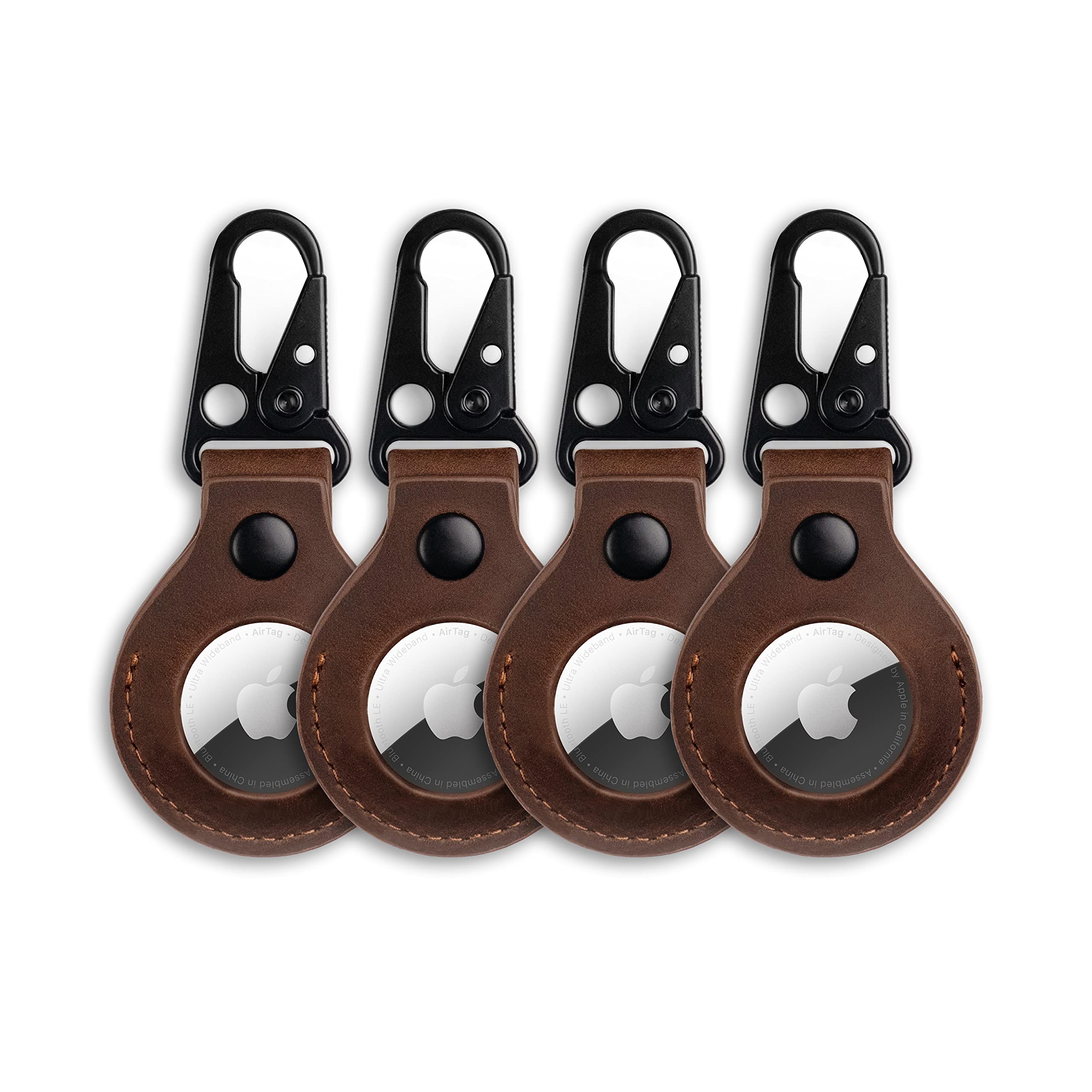 Kordiz Airtag Holder Leather Case With Clasp And Key Ring Keychain, Air Tag Holder Full Grain Crazy Horse Leather Cases For Appl