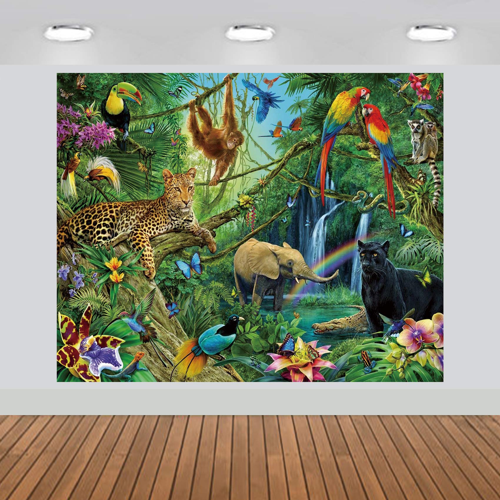 Tropical Rain Forest Adventure Scenic Backdrop Large Banner Photography Studio Fabric Background Photobooth Prop 7X6Feet #2191