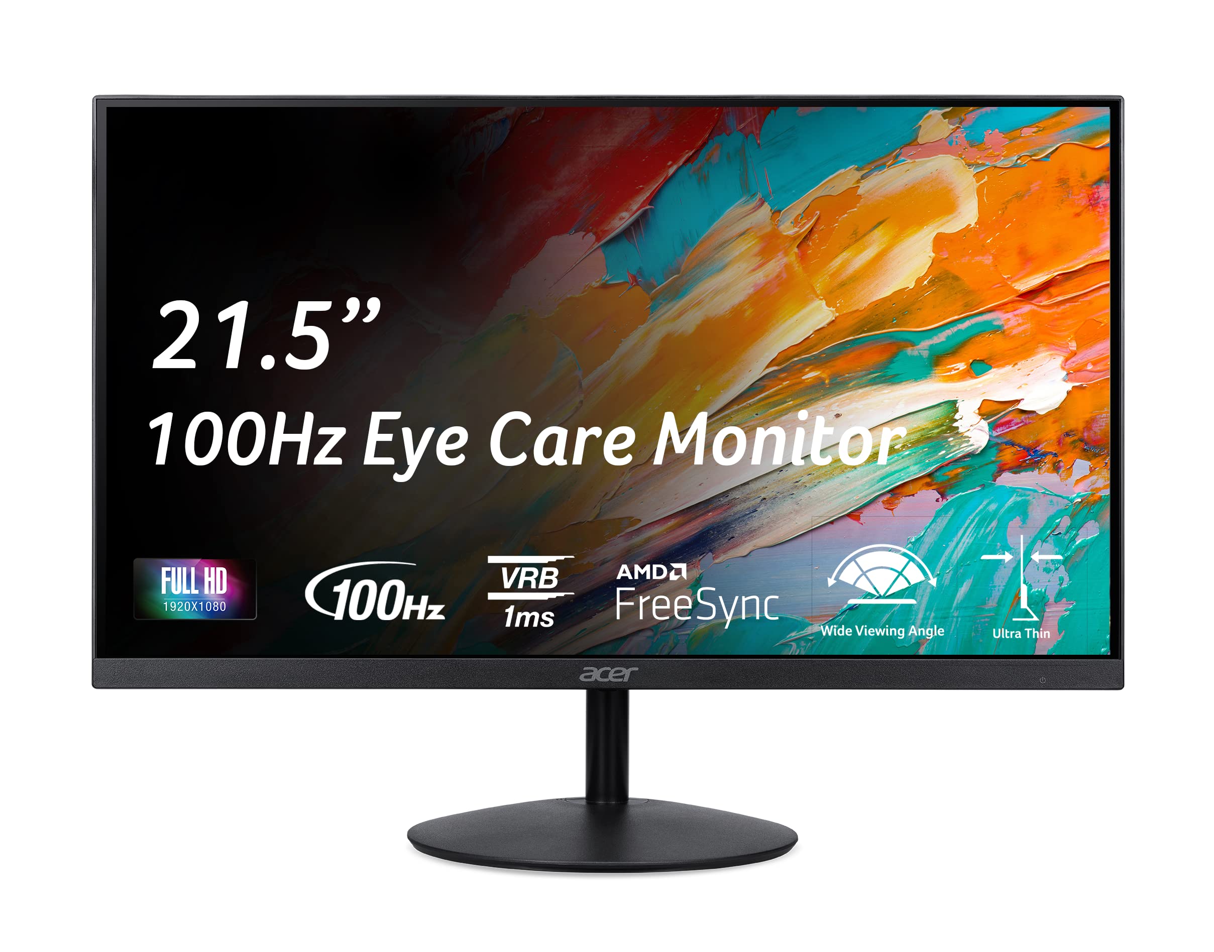 Acer SB222Q EBI 21.5 FHD 1920 x 1080 IPS Zero-Frame IPS Gaming Office Monitor | AMD FreeSync Technology | Ultra-Thin Stylish Des
